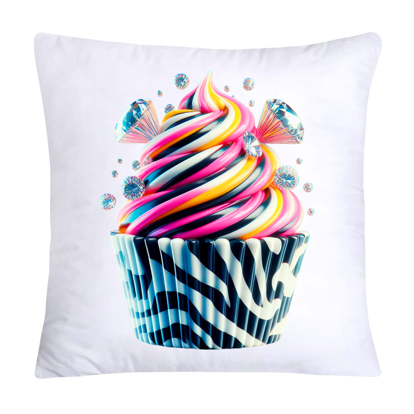 Zebra Cupcake Throw Pillow Covers Handblown Glass Inspired Art 18x18-674
