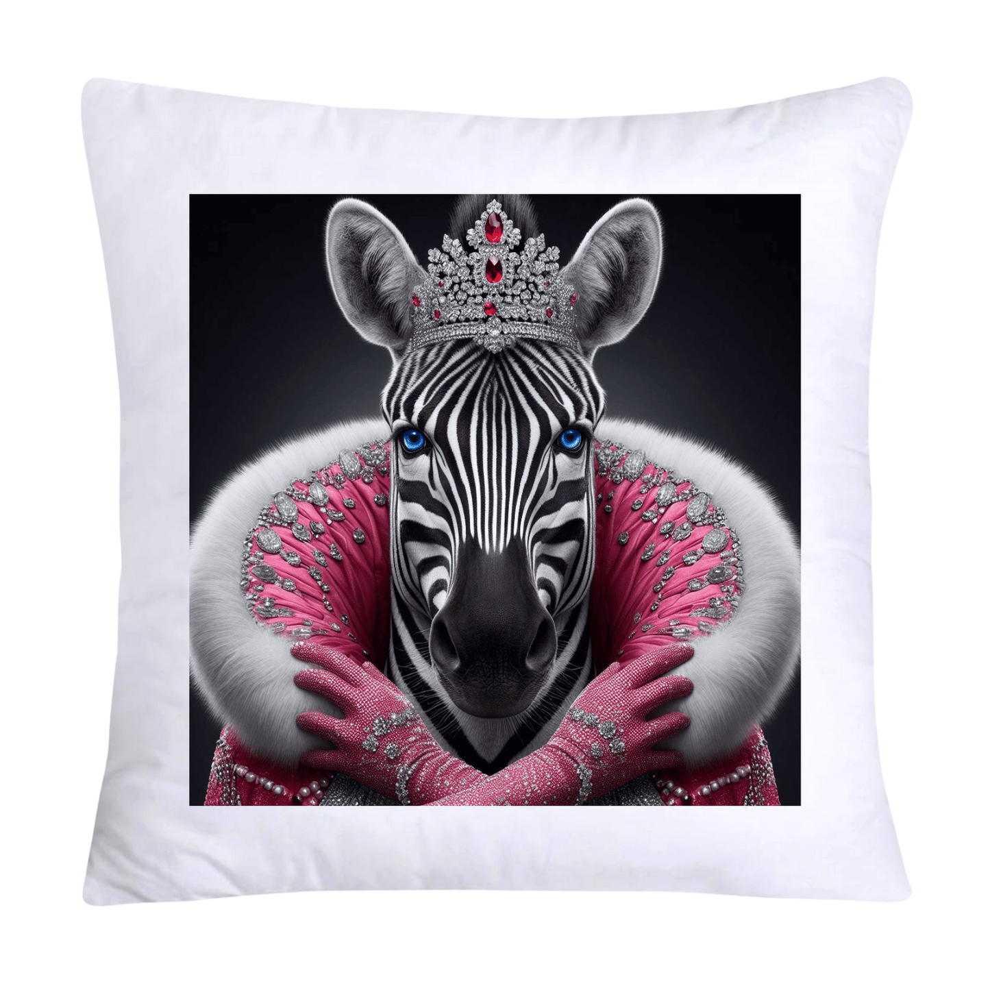 Royal Pet Portrait Throw Pillow Covers 18X18-Kings and Queens-Zebra-1726