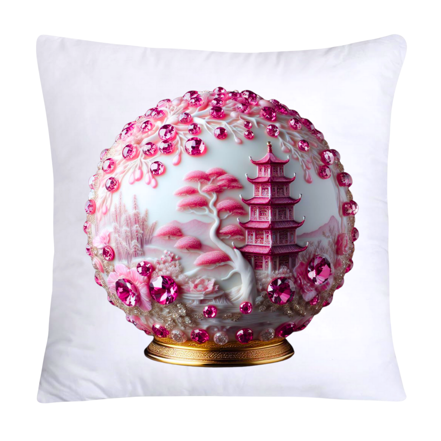 Pink and White Willow Ball/Orb 18X18 Decorative Pillow Covers-1004