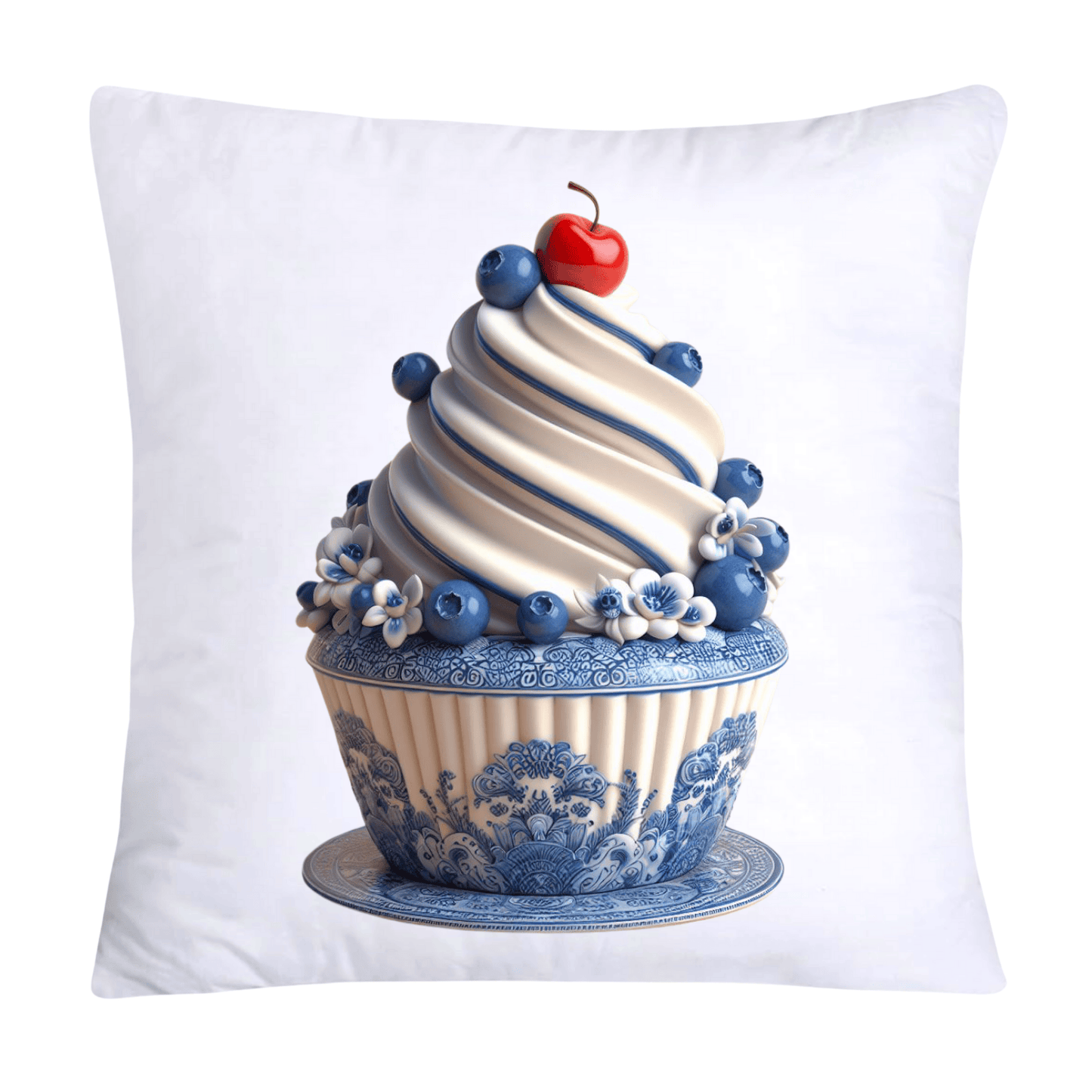 Blue Willow Chinoiserie Cupcake Throw Pillow Covers 18X18-315