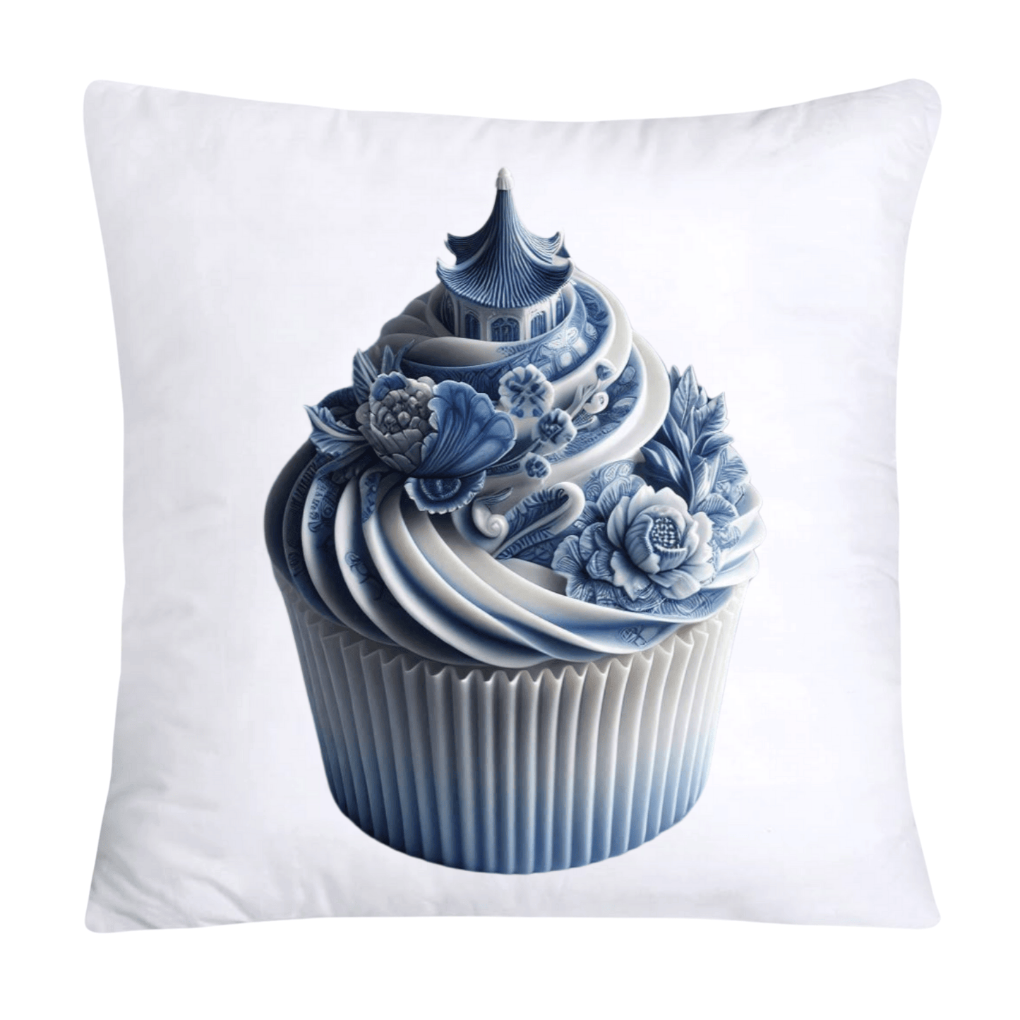 Blue Willow Chinoiserie Cupcake Throw Pillow Covers 18X18-3471