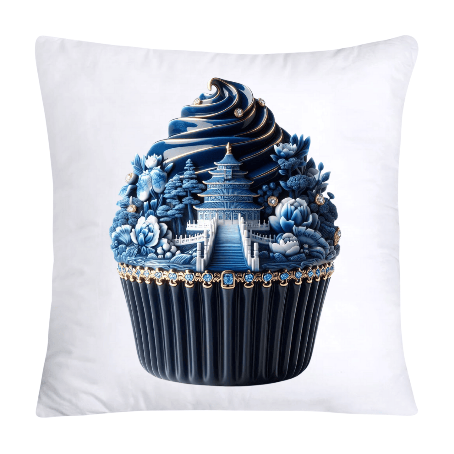 Blue Willow Chinoiserie Cupcake Throw Pillow Covers 18X18-189