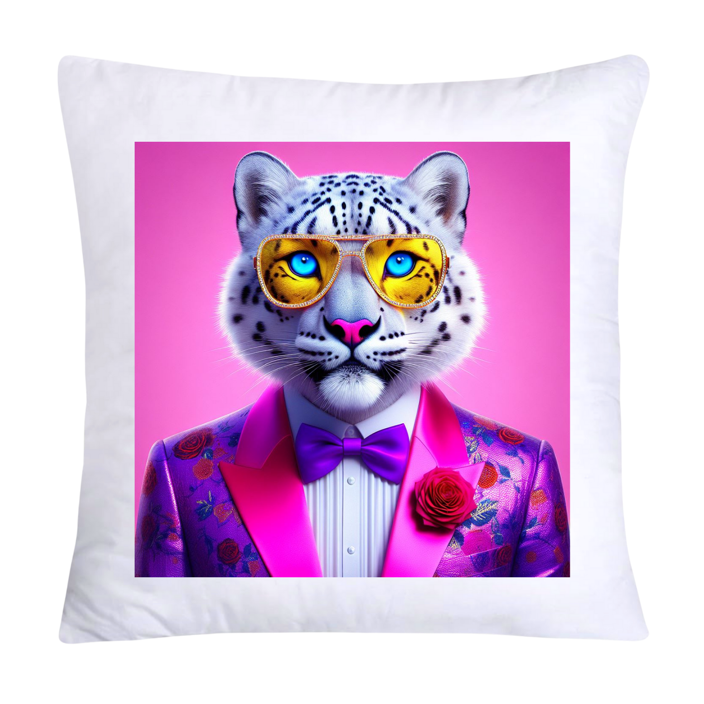 Royal Pet Portrait Throw Pillow Covers 18X18-Snow Leopard Kings and Queens-846