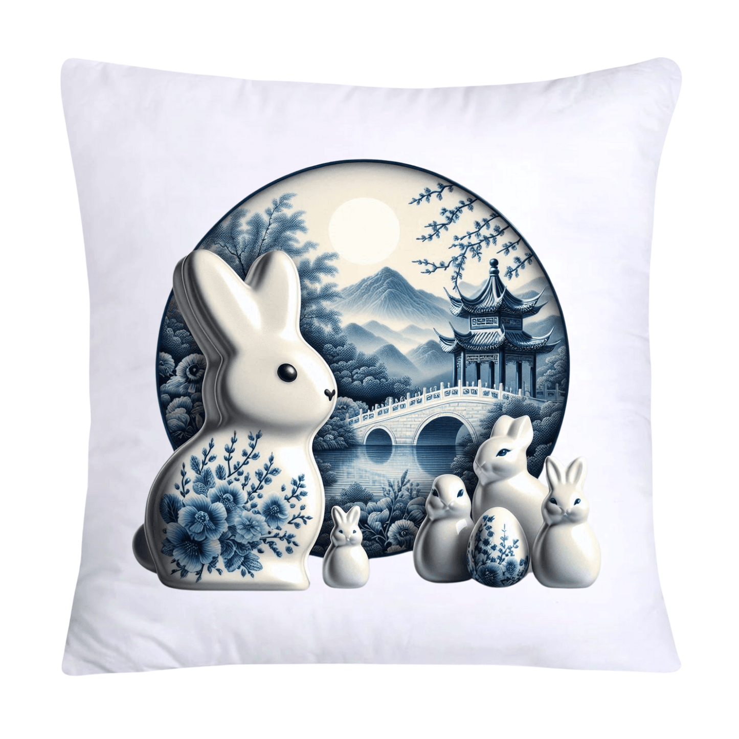 Blue Willow Easter Bunny/Peeps 18x18 Pillow Covers-438