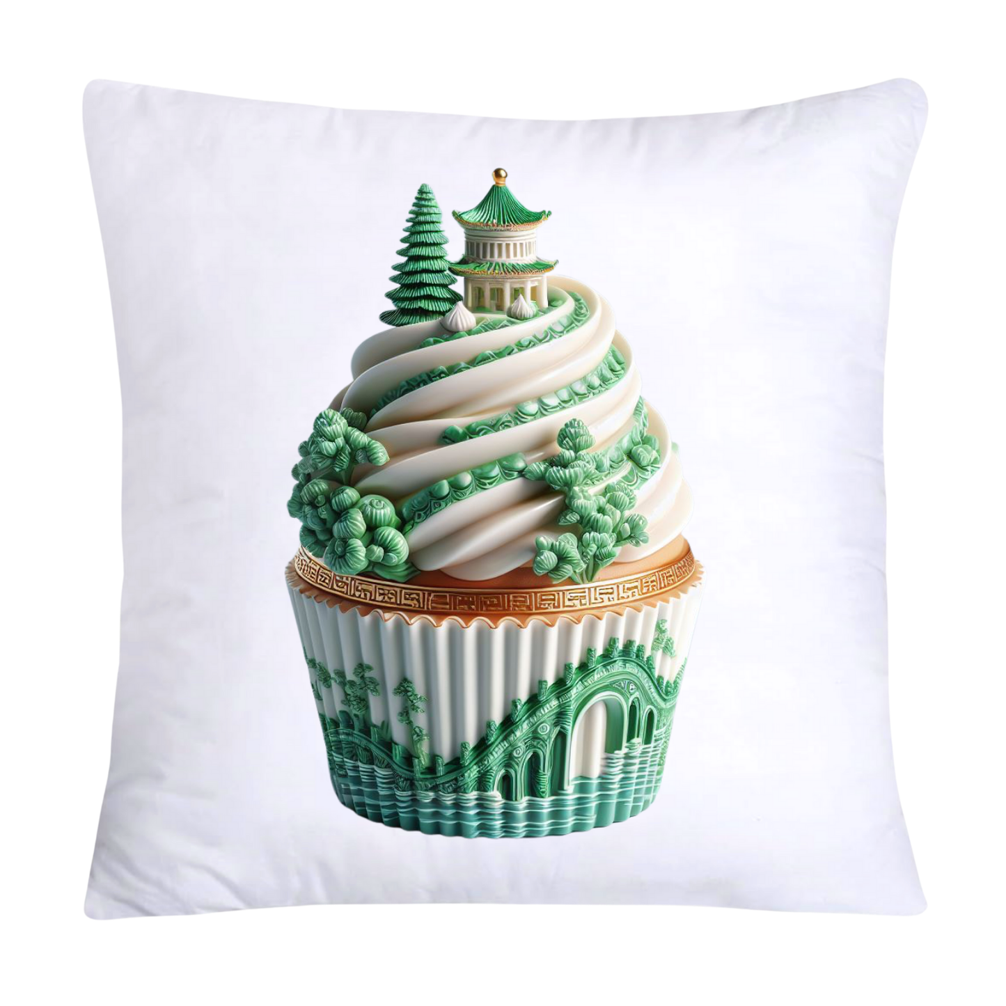 Classic Green Willow Cupcake Pillow Covers 18x18-3071