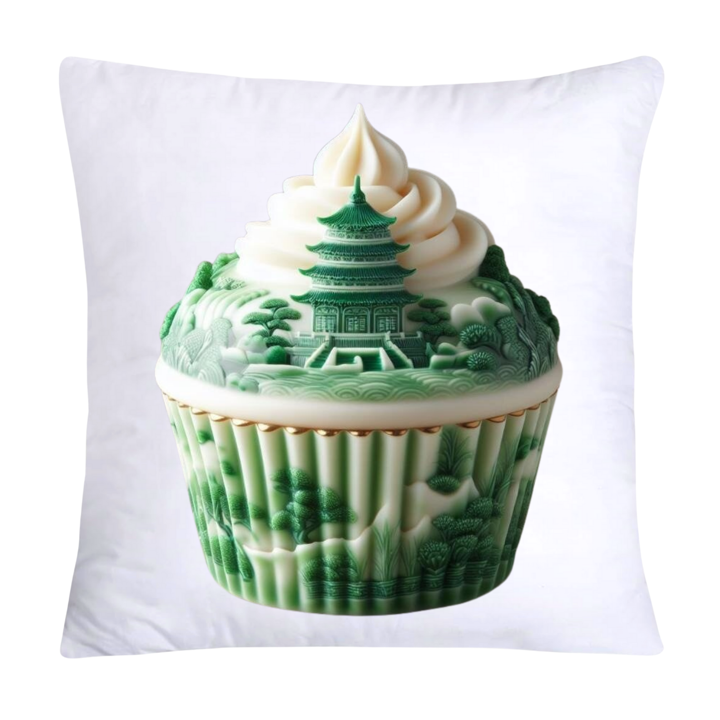 Classic Green Willow Cupcake Pillow Covers 18x18-3081
