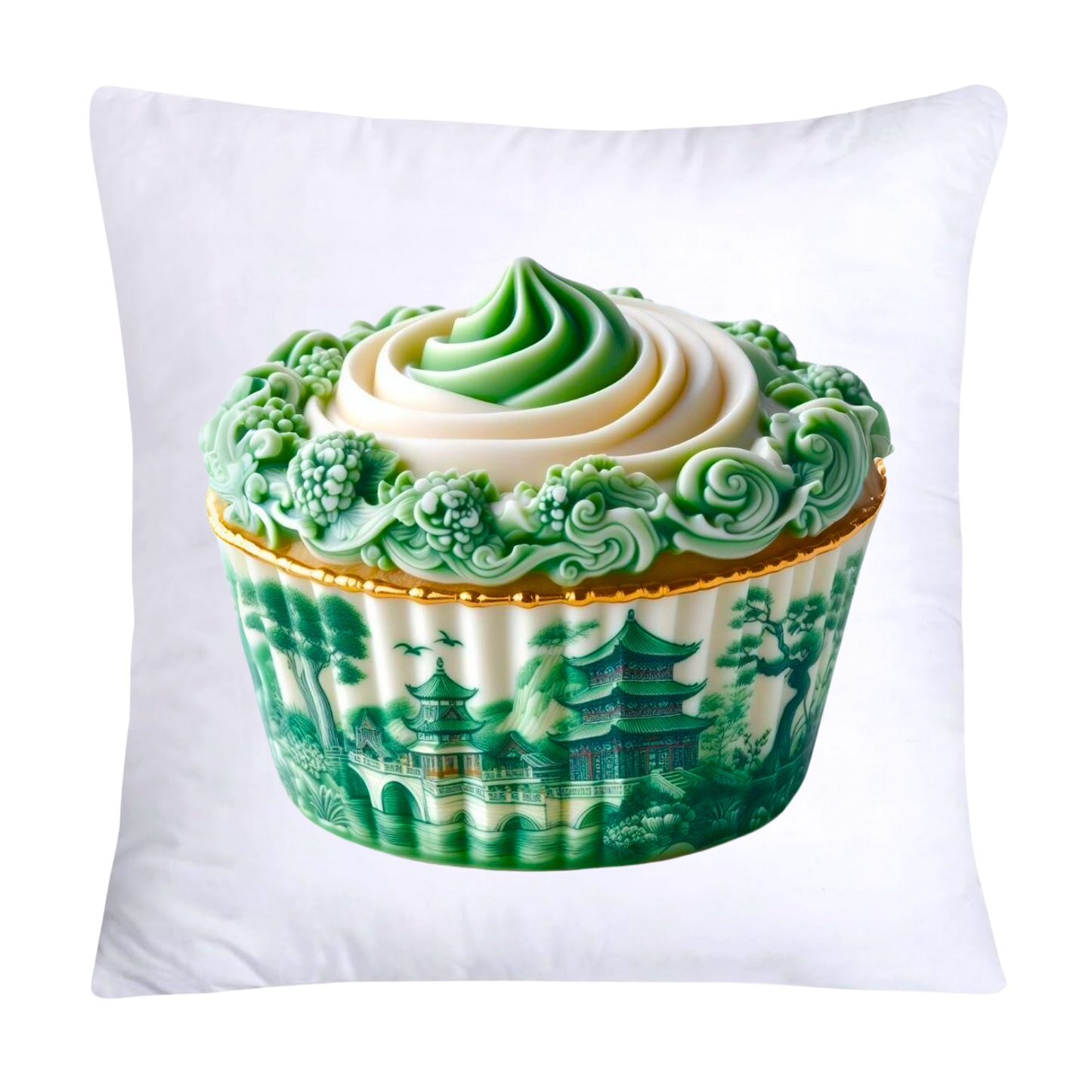 Classic Green Willow Cupcake Pillow Covers 18x18-3074