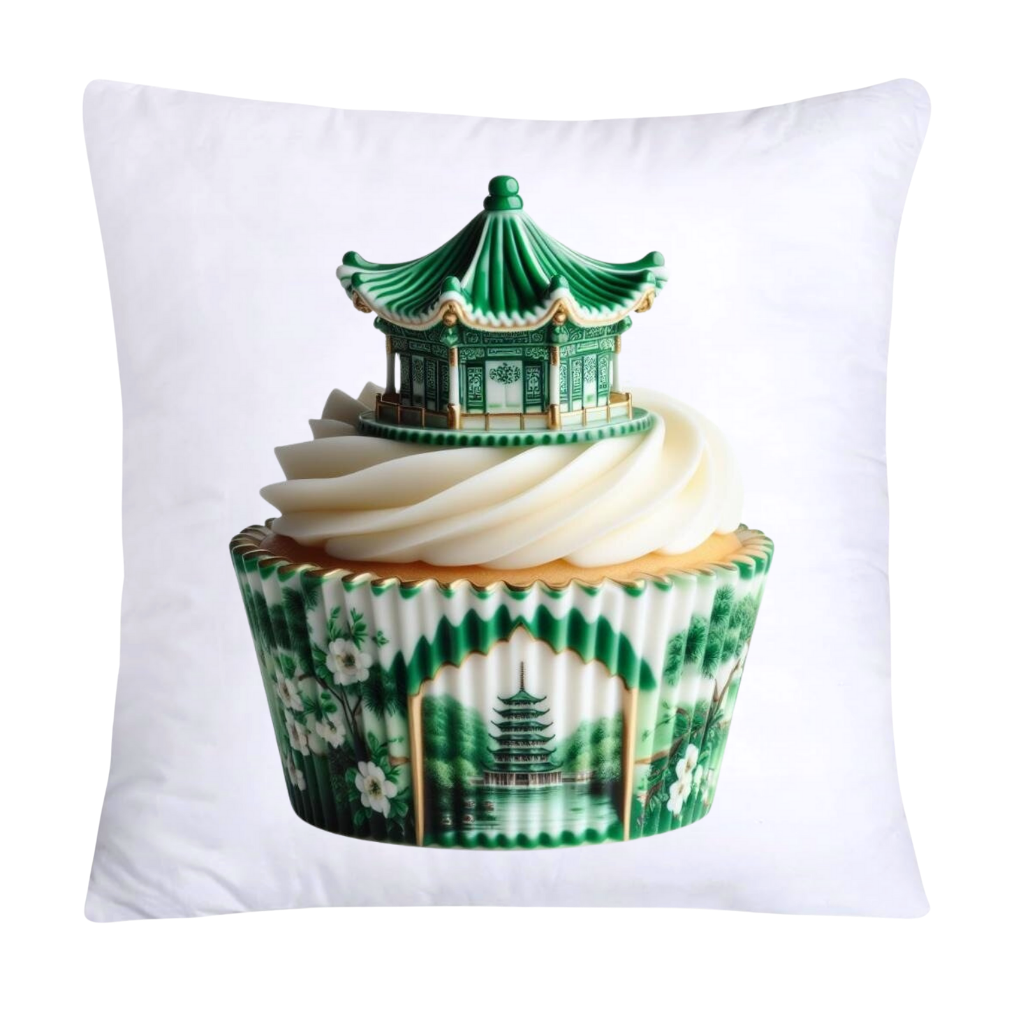 Classic Green Willow Cupcake Pillow Covers 18x18-3069