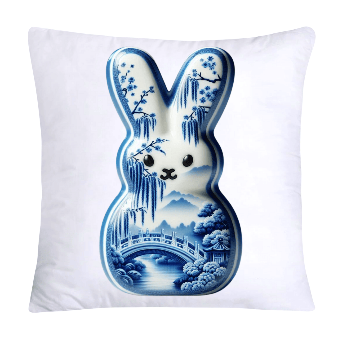 Blue Willow Easter Bunny/Peeps 18x18 Pillow Covers-1555