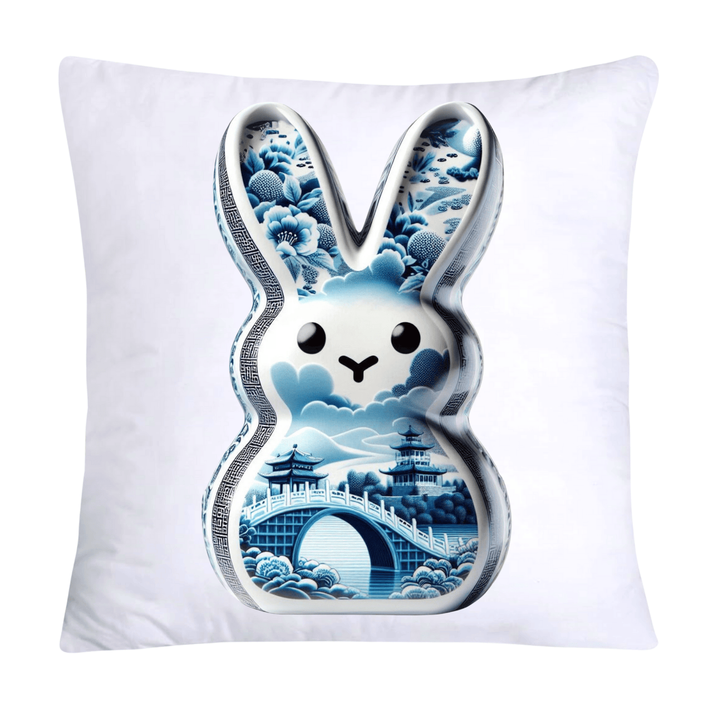 Blue Willow Easter Bunny/Peeps Pillow Covers-18x18-1055
