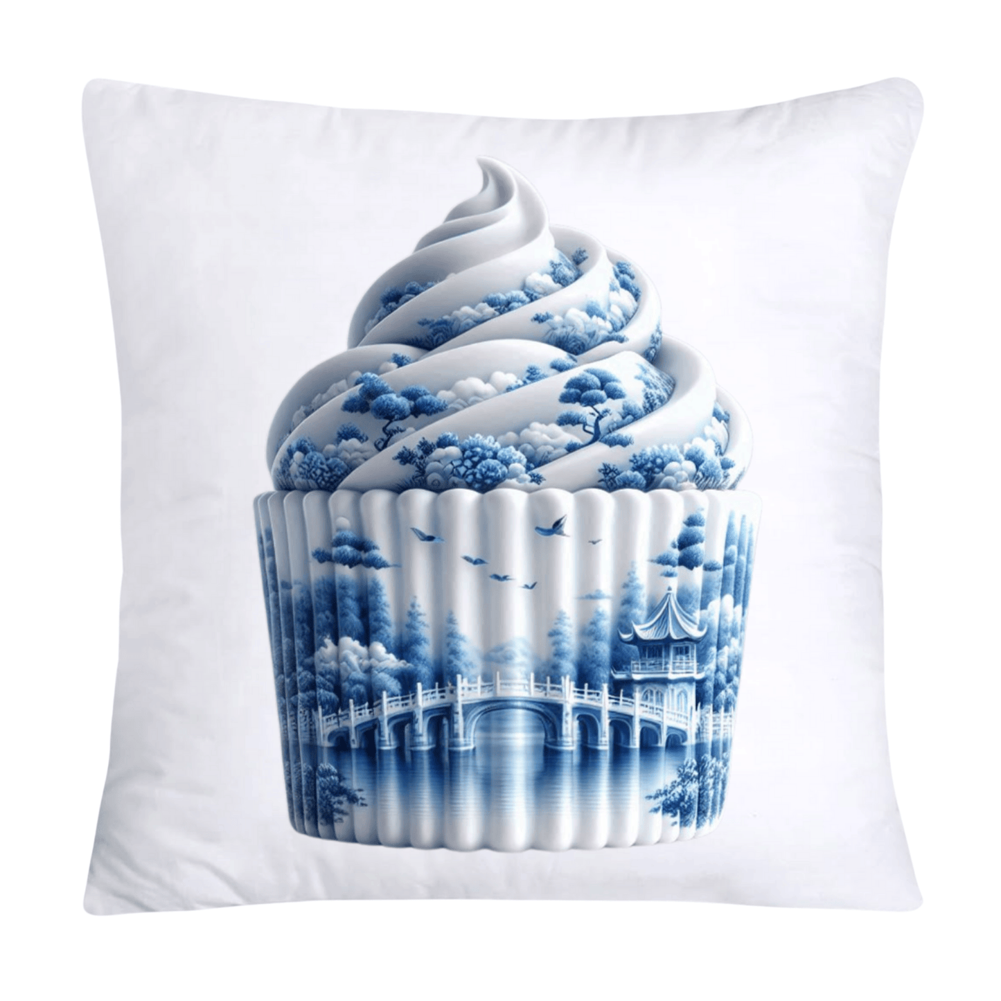 Blue Willow Chinoiserie Cupcake Throw Pillow Covers 18X18-3481