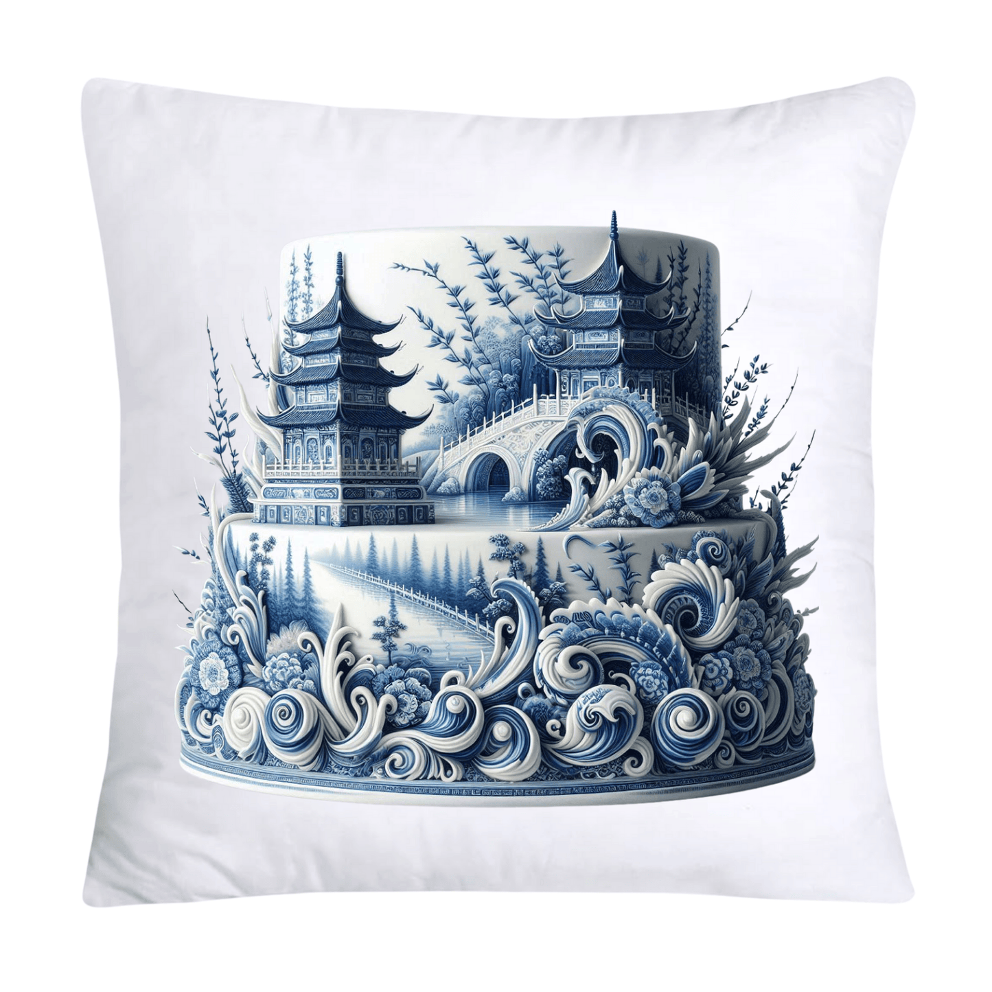 Blue Willow Sweet Cake 18x18 Pillow Covers-252