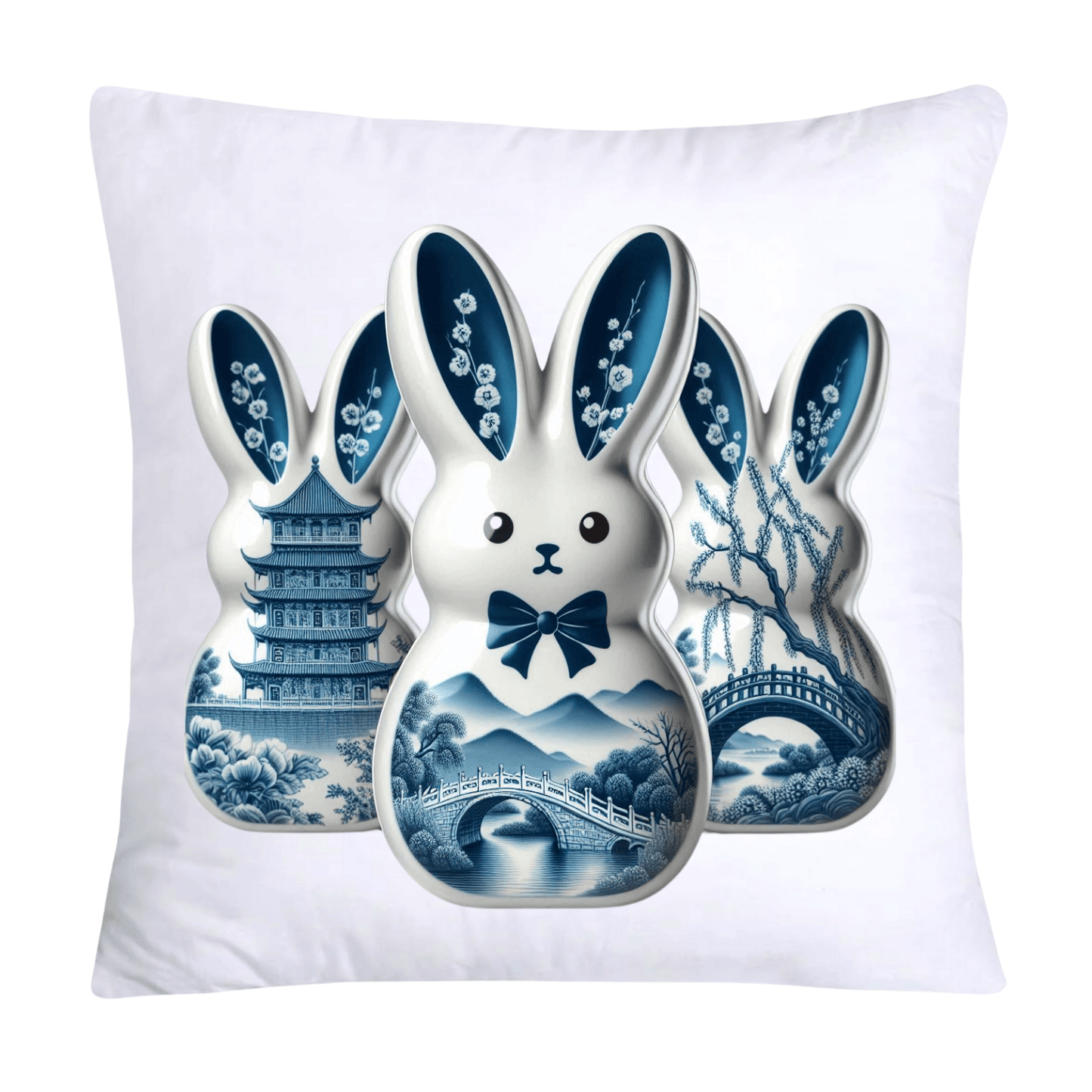Blue Willow Easter Bunny/Peeps 18x18 Pillow Covers-1543