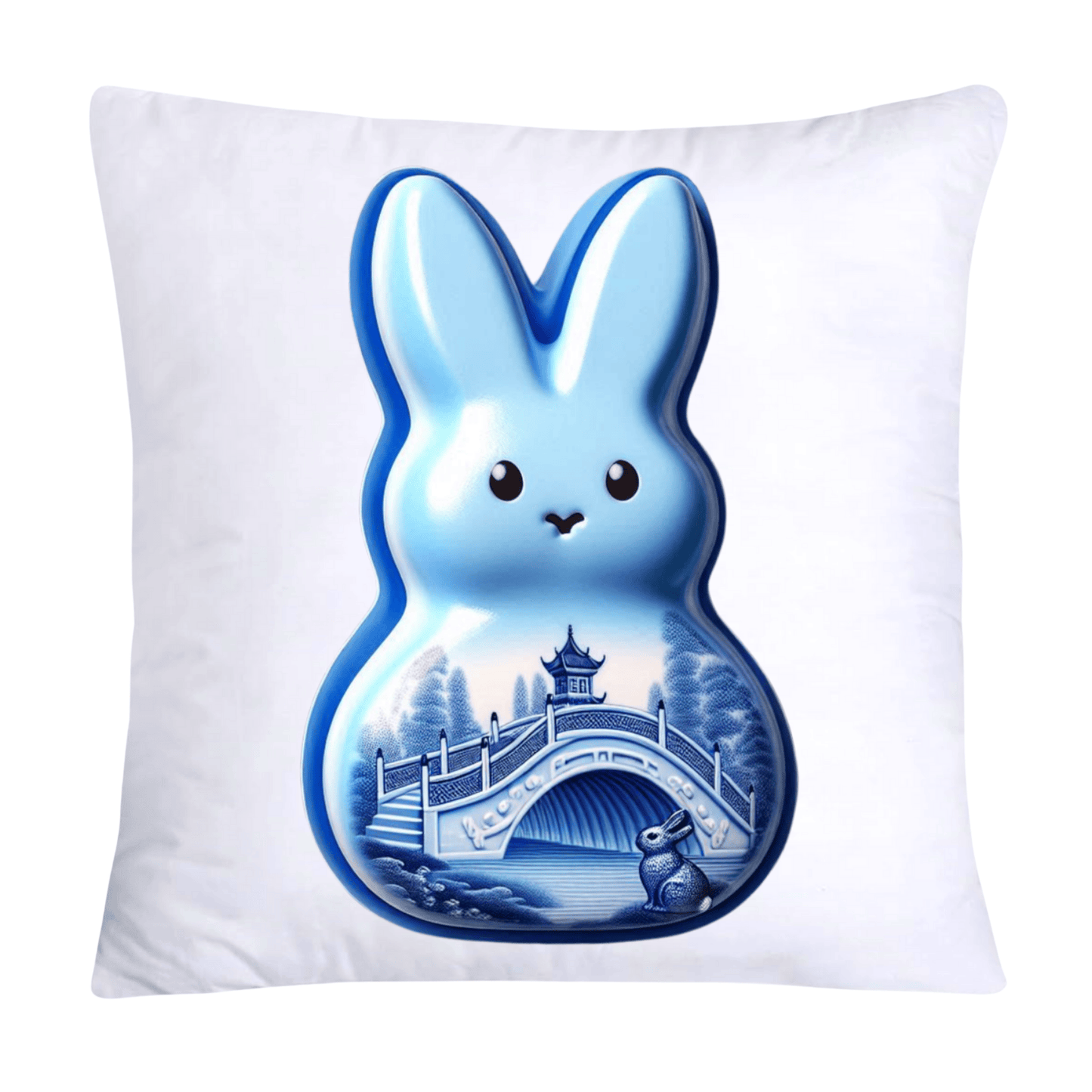 Blue Willow Easter Bunny/Peeps Pillow Covers-18x18-1046