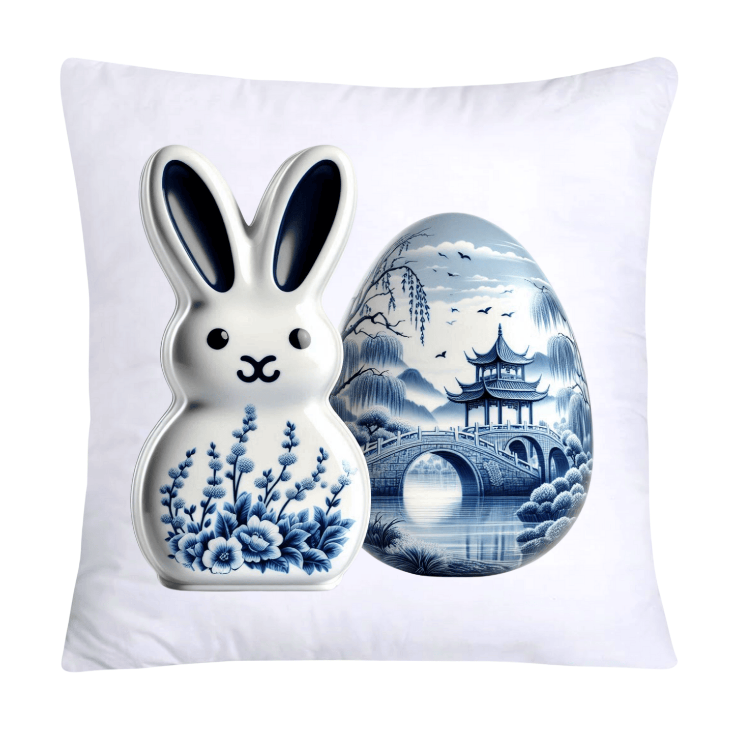 Blue Willow Easter Bunny/Peeps 18x18 Pillow Covers-444