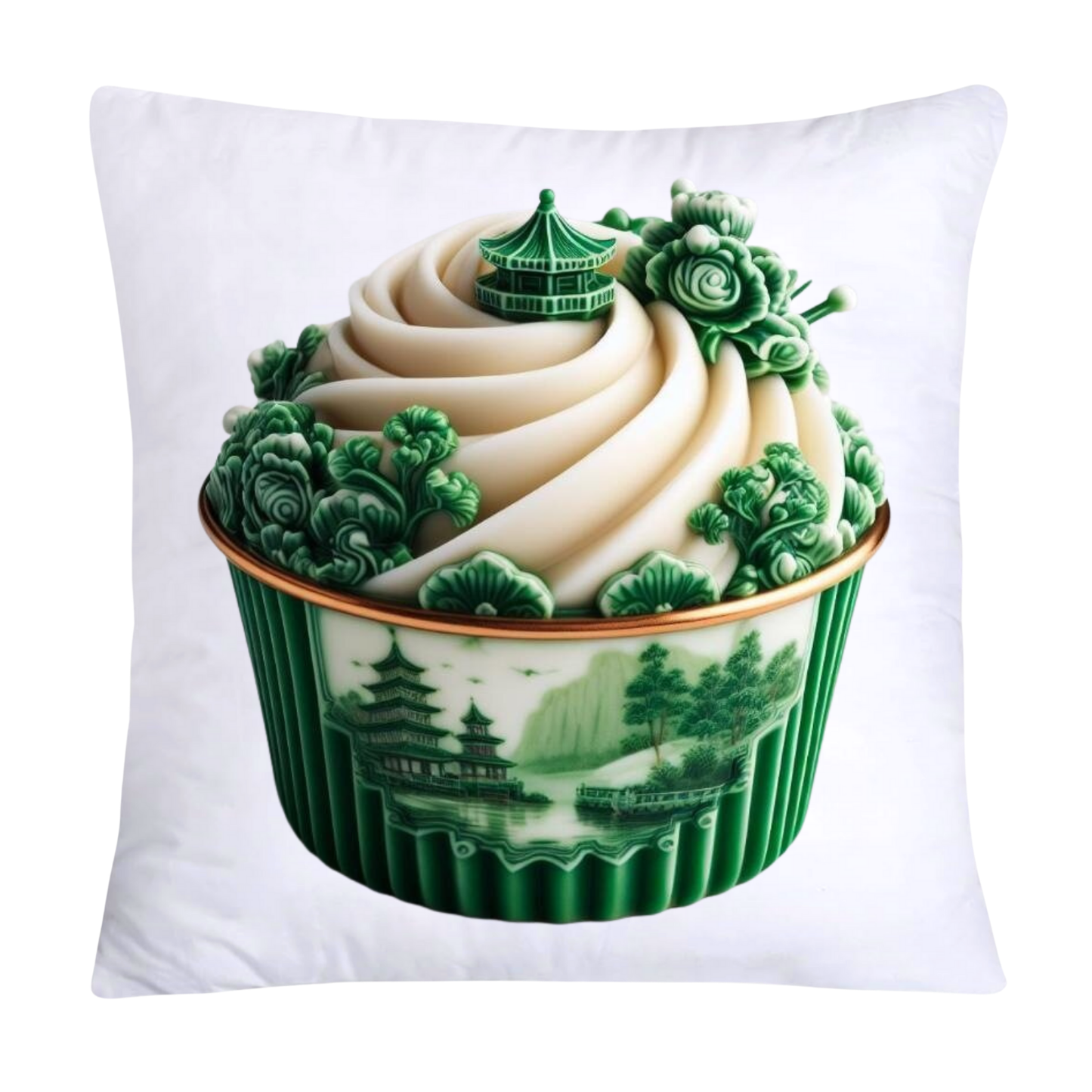 Classic Green Willow Cupcake Pillow Covers 18x18-3077