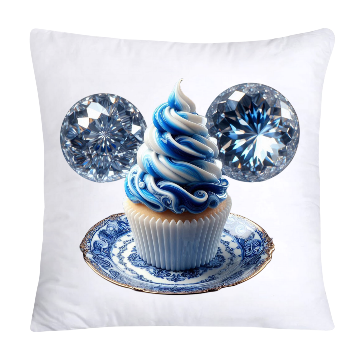Blue Willow Chinoiserie Cupcake Throw Pillow Covers 18X18-1054