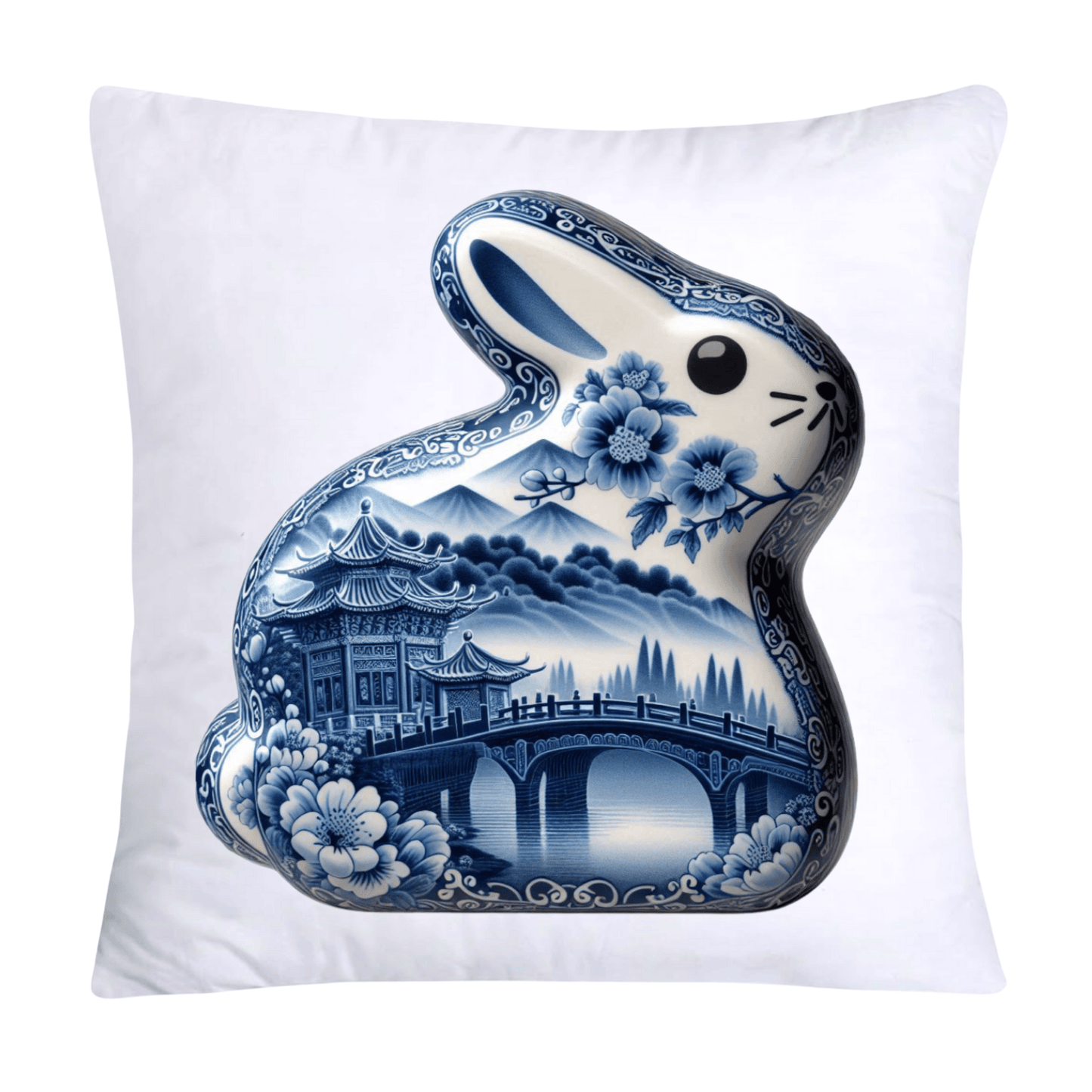 Blue Willow Easter Bunny/Peeps Pillow Covers-18x18-1065