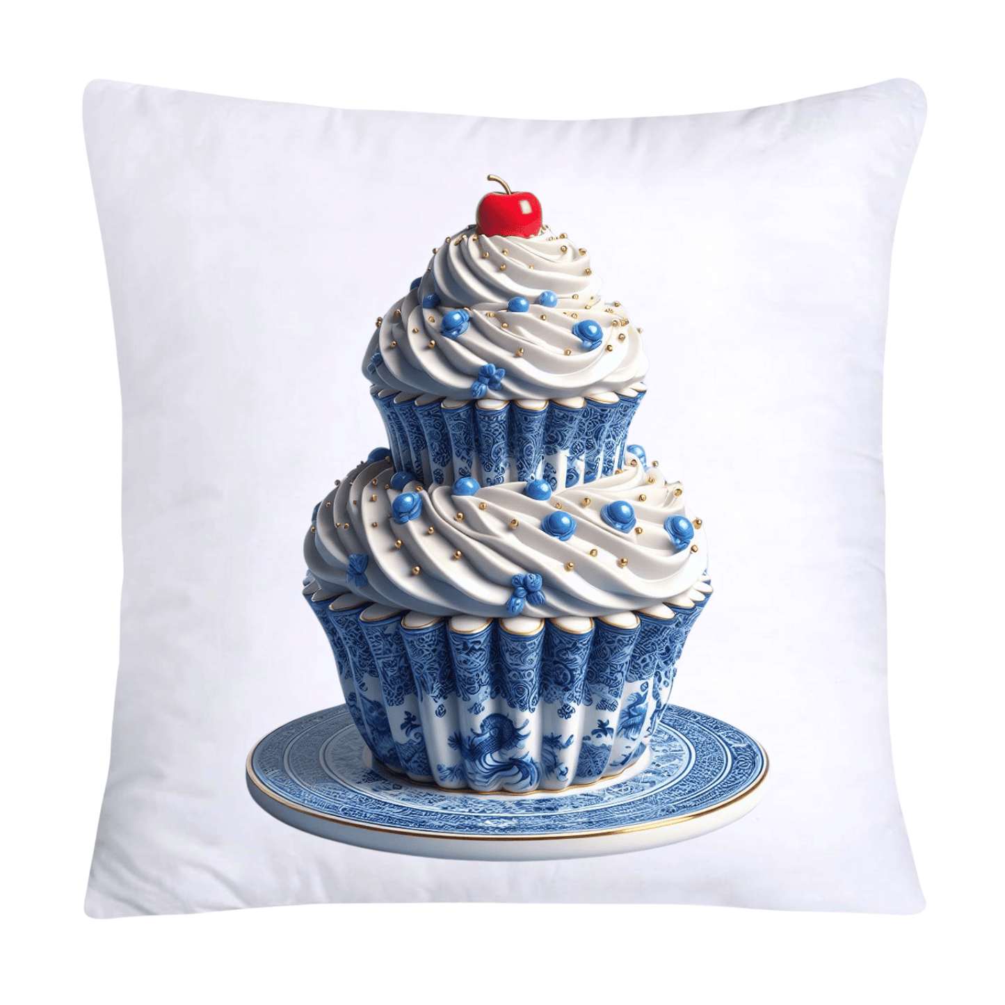 Blue Willow Chinoiserie Cupcake Throw Pillow Covers 18X18--66
