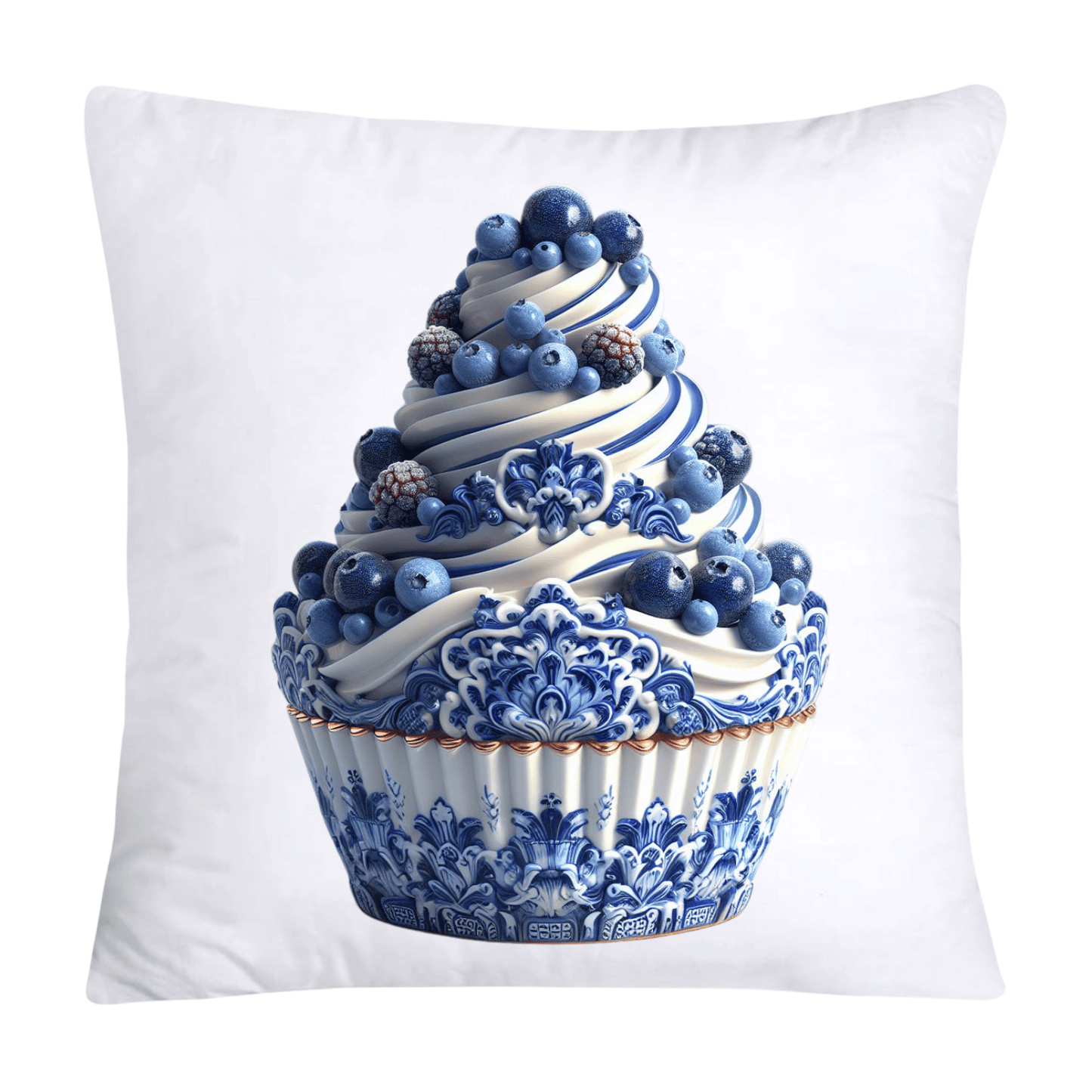 Blue Willow Chinoiserie Cupcake Throw Pillow Covers 18X18-1083