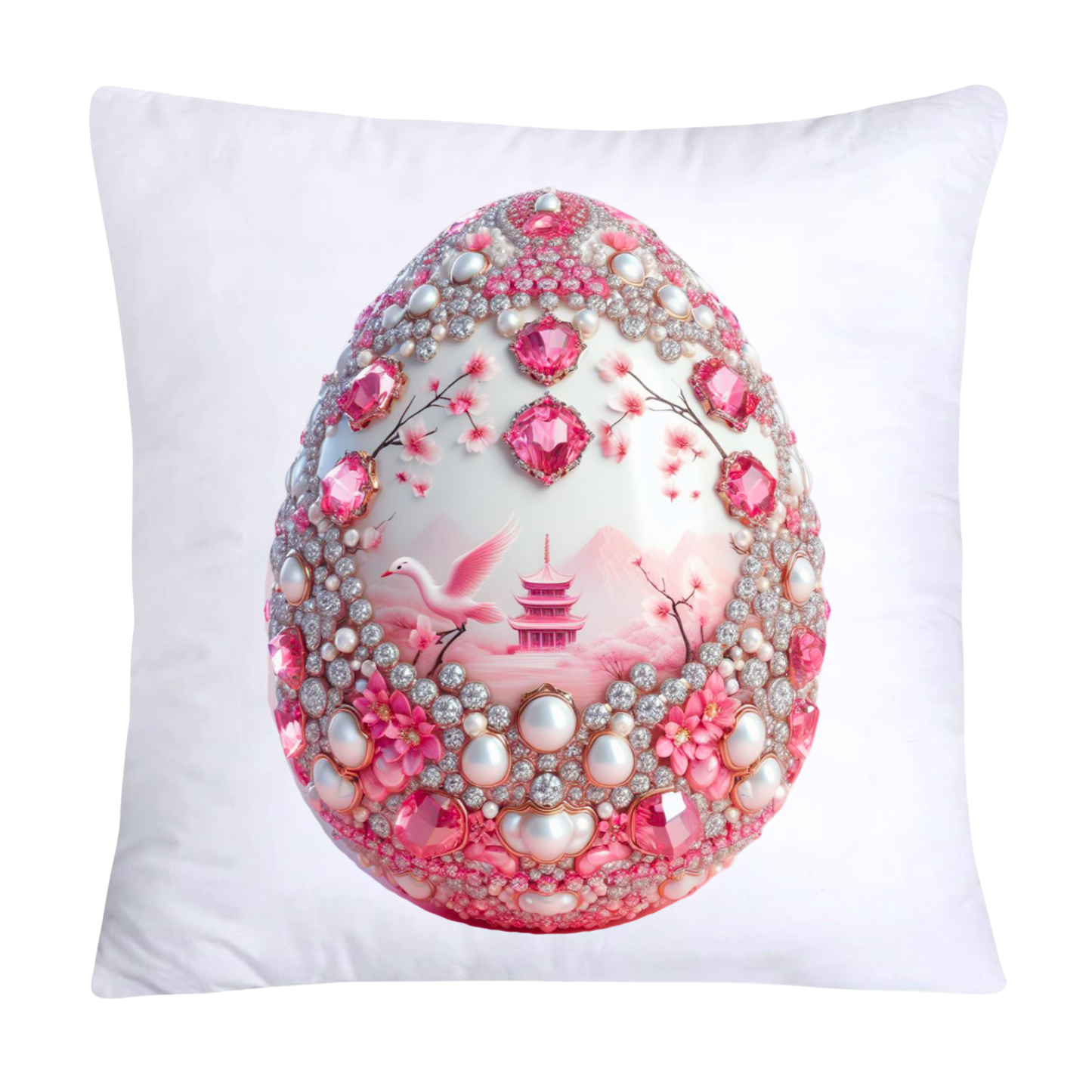 18x18 Pink and White Willow Egg Vintage Inspired-1805