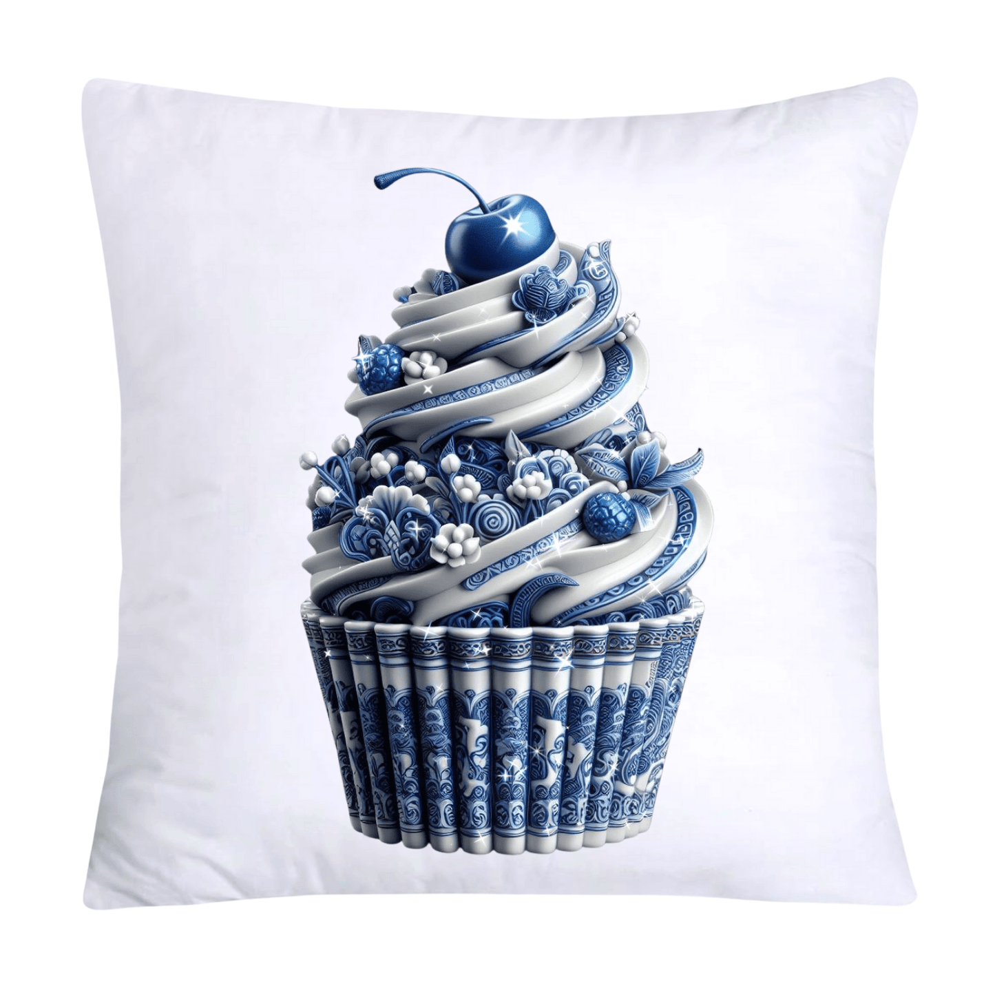 Blue Willow Chinoiserie Cupcake Throw Pillow Covers 18X18-1