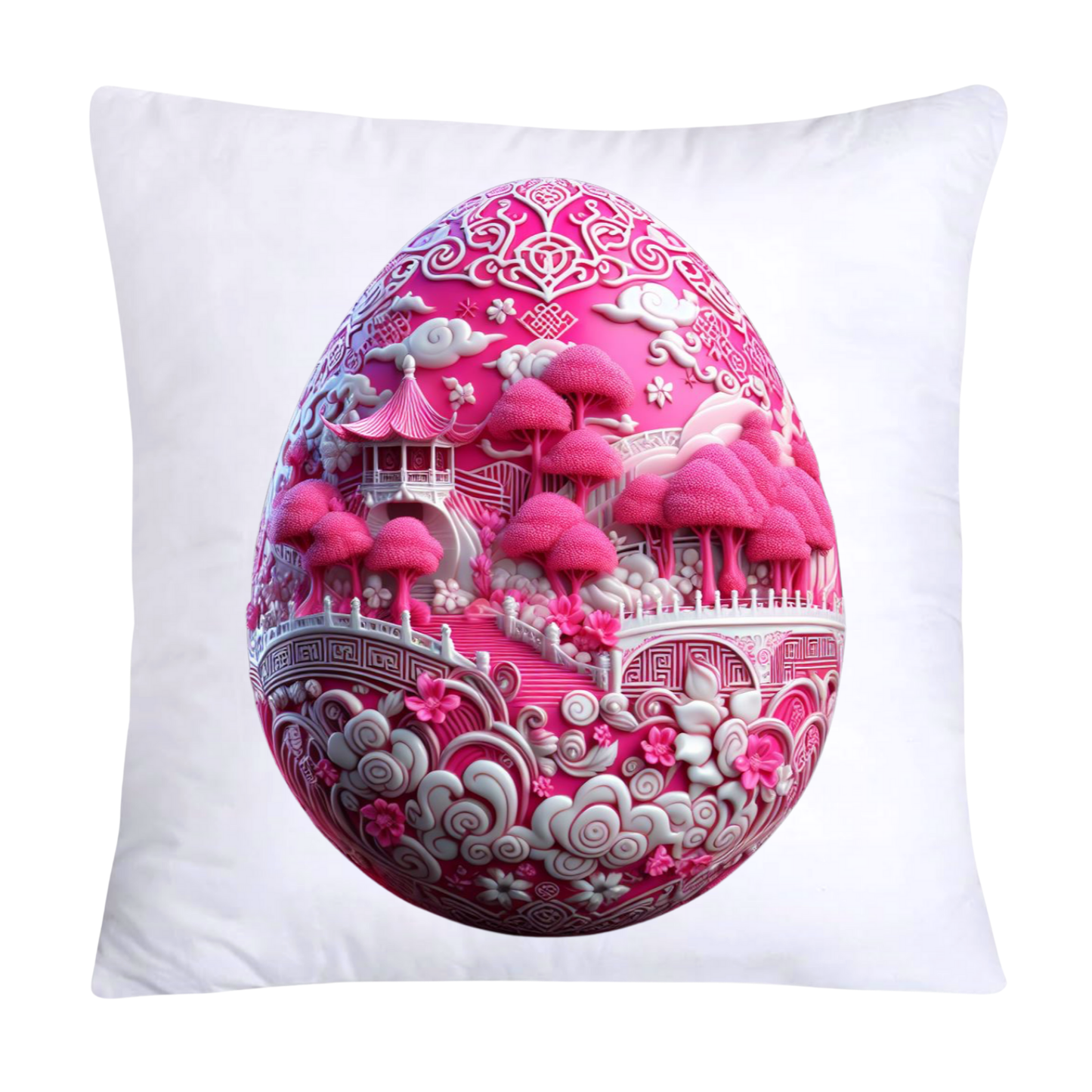 18x18 Pink and White Willow Egg Pillow Covers Vintage Inspired-986