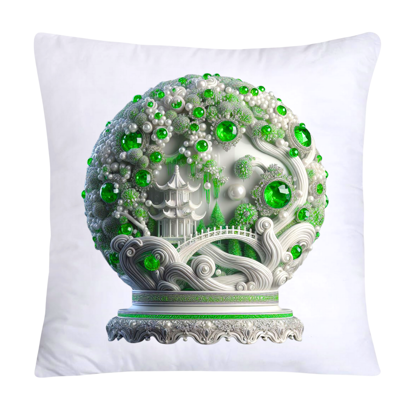 Green Willow Chinoiserie Orb/Ball 18x18 Throw Pillow Covers-5918