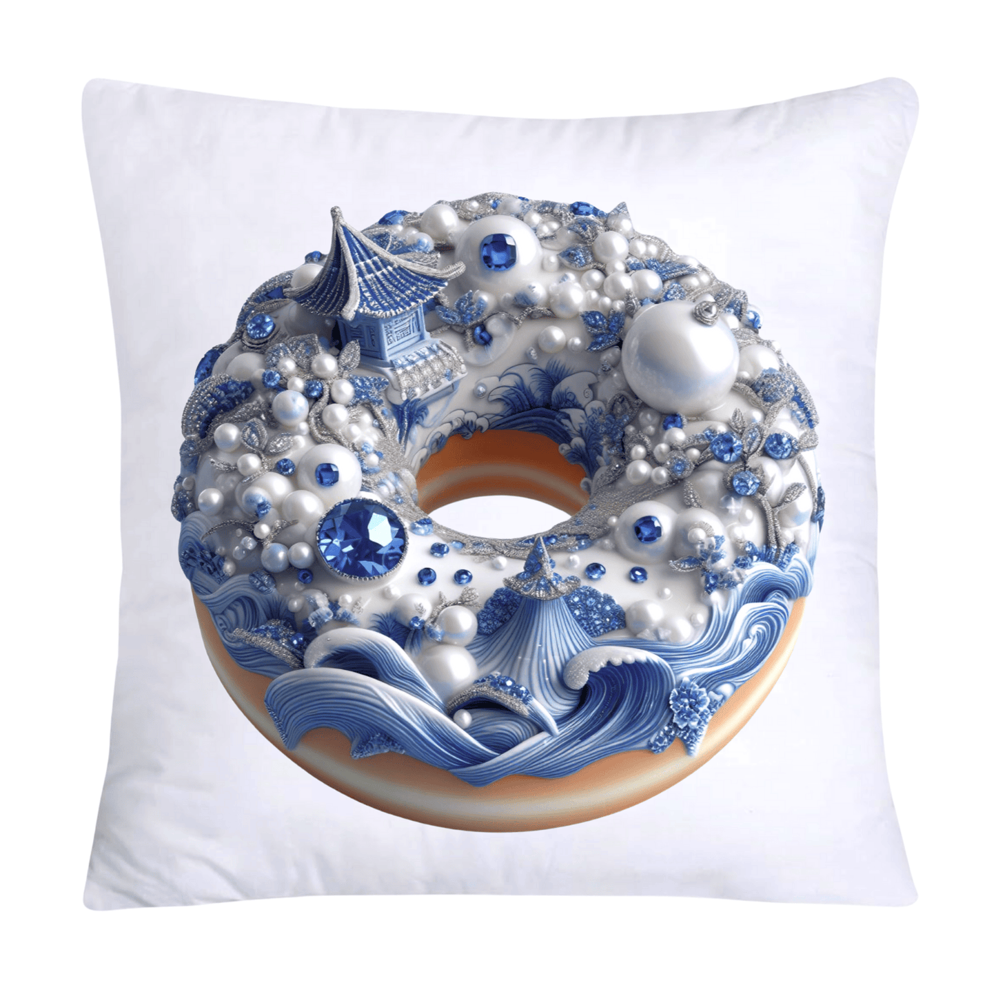 Blue Willow Whimsical Donut Throw Pillow Covers 18X18-247