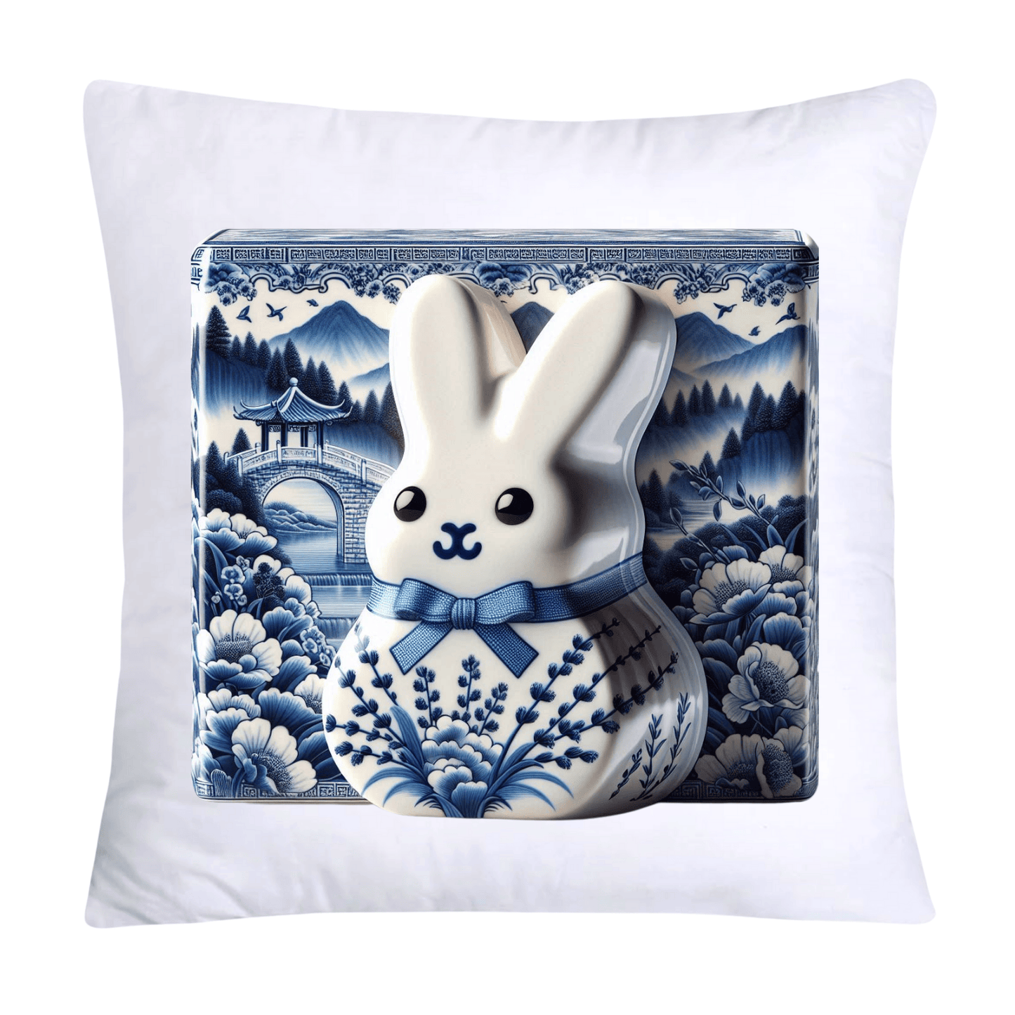 Blue Willow Easter Bunny/Peeps 18x18 Pillow Covers-446