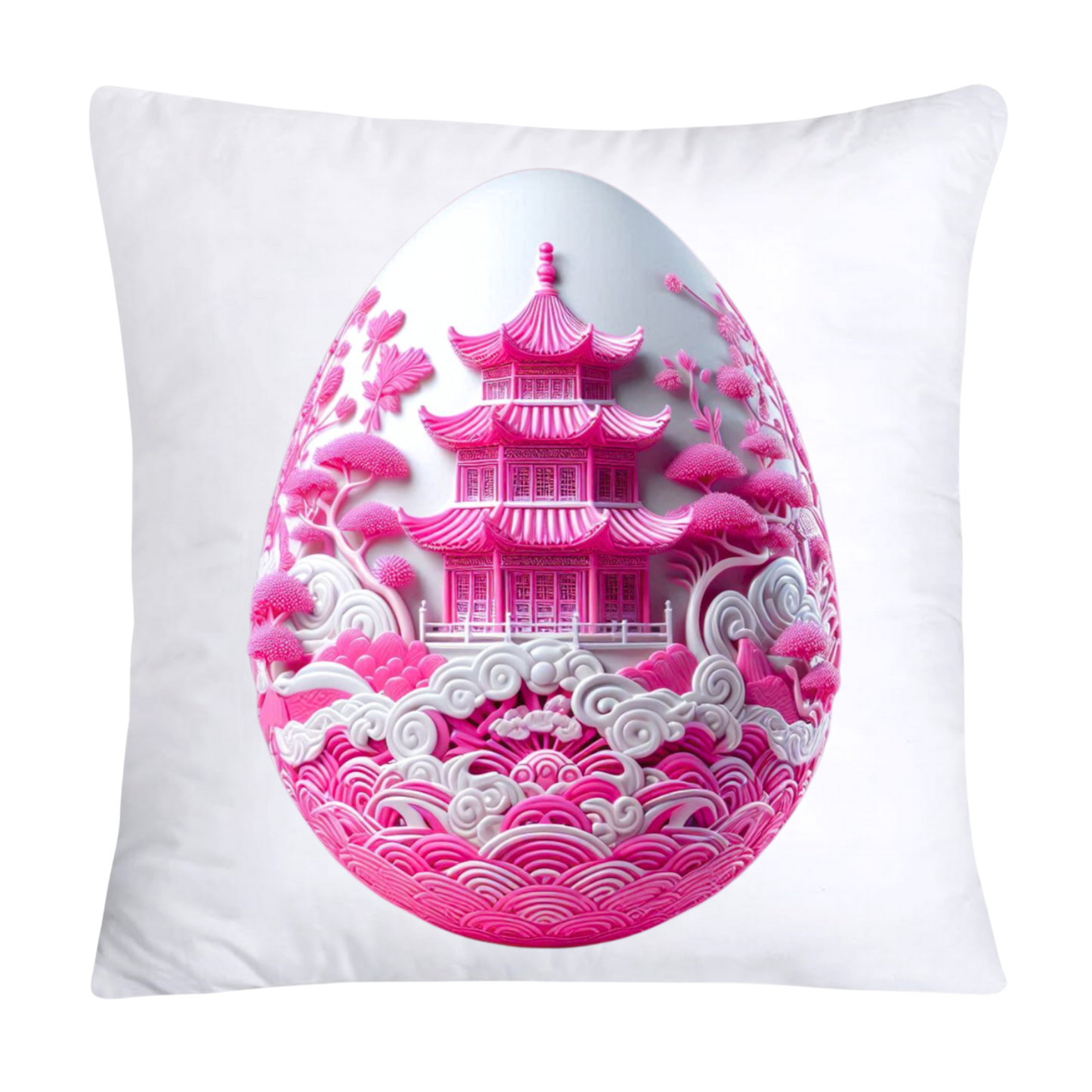18x18 Pink and White Willow Egg Pillow Covers Vintage Inspired-951