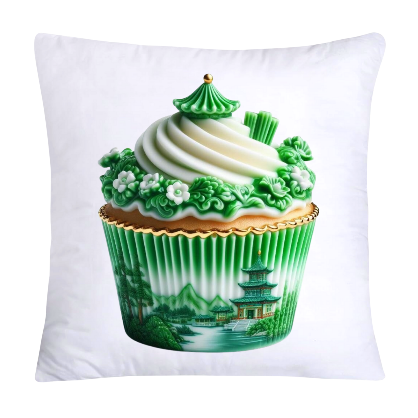 Classic Green Willow Cupcake Pillow Covers 18x18-3075