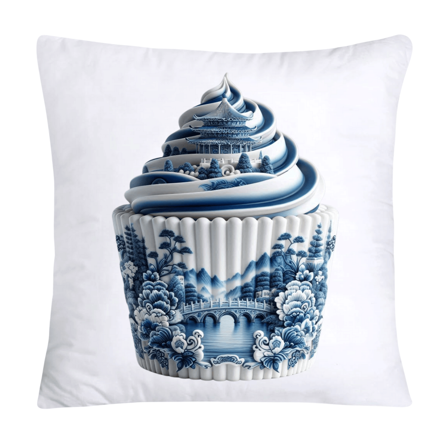 Blue Willow 18x18 Chinoiserie Cupcake Throw Pillow Covers-1537