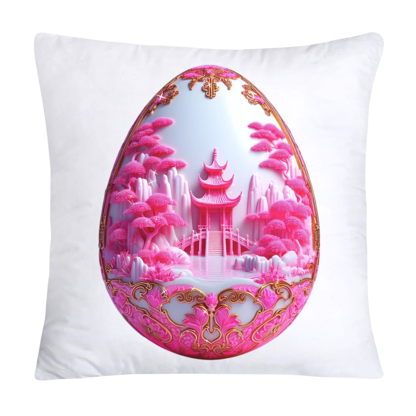 18x18 Pink and White Willow Egg Pillow Covers Vintage Inspired-568