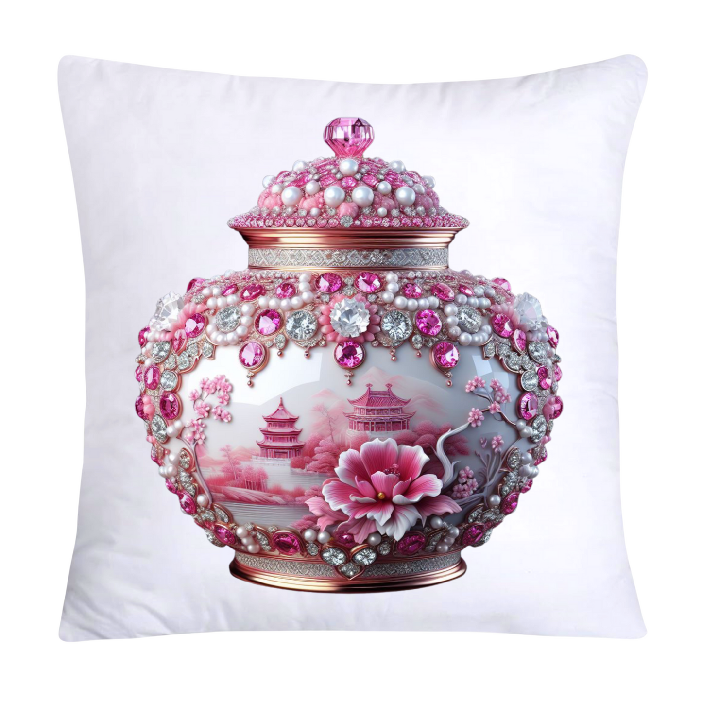 Pink and White Willow Chinoiserie Ginger Jar Pillow Covers-40