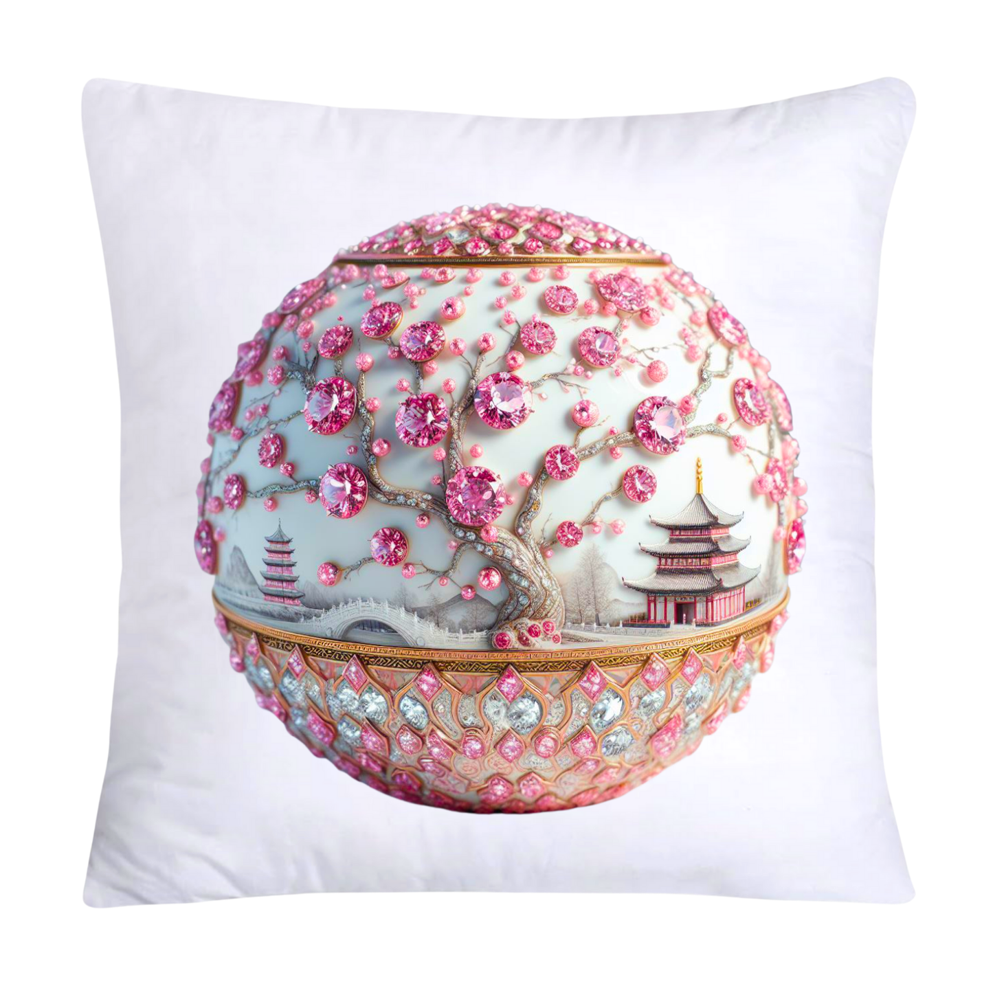 Pink and White Willow Ball/Orb 18X18 Decorative Pillow Covers-998