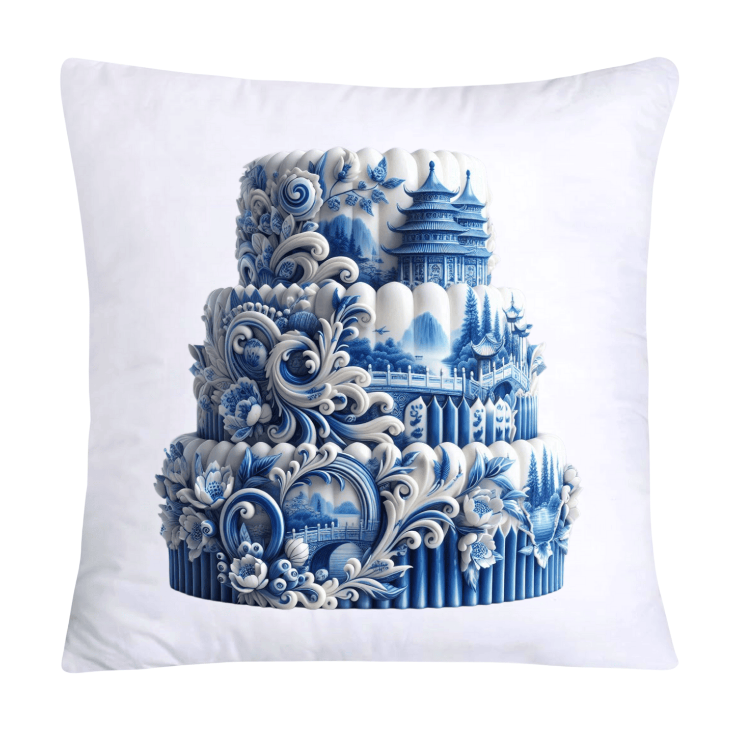 Blue Willow Sweet Cake 18x18 Pillow Covers-1072