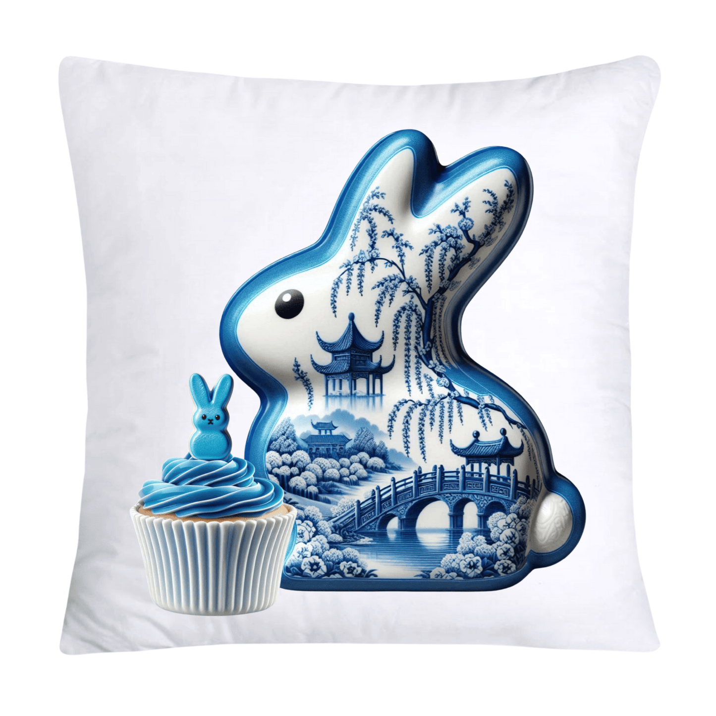 Blue Willow Easter Bunny/Peeps 18x18 Pillow Covers-447
