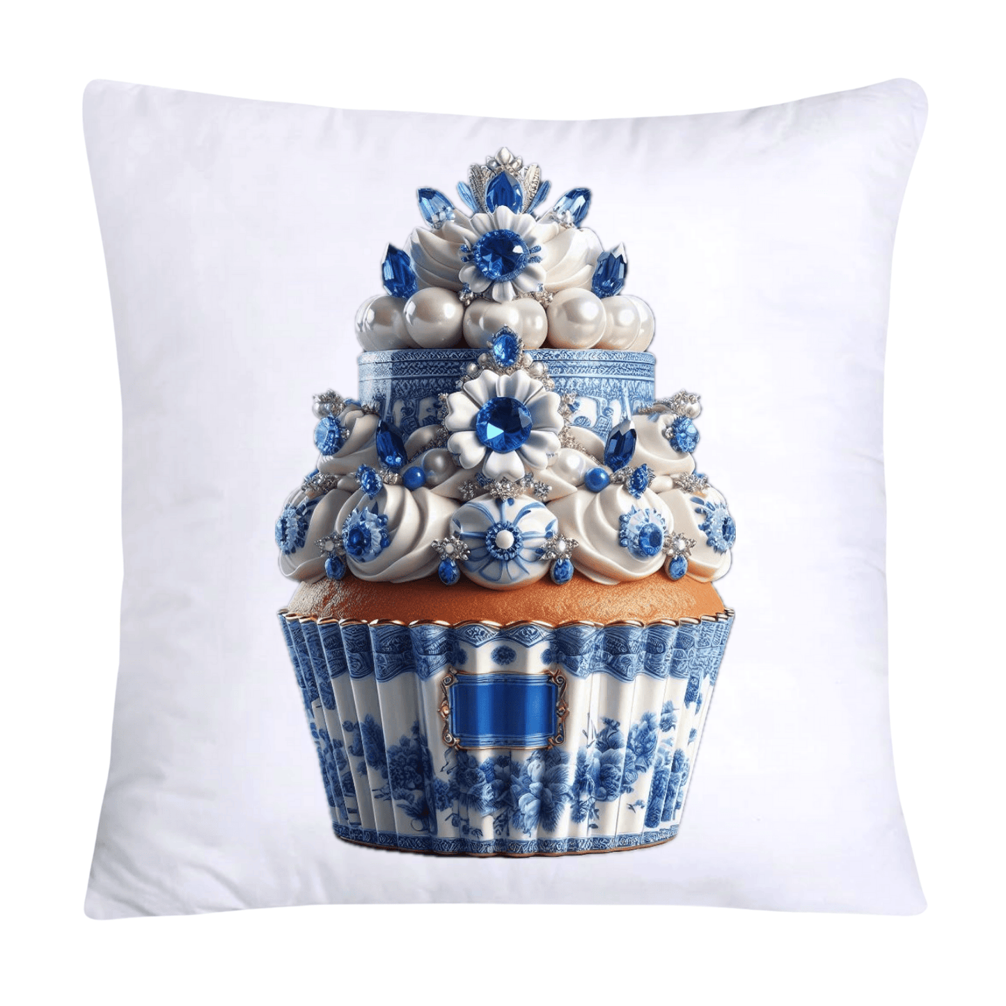 Blue Willow Chinoiserie Cupcake Throw Pillow Covers 18X18-656