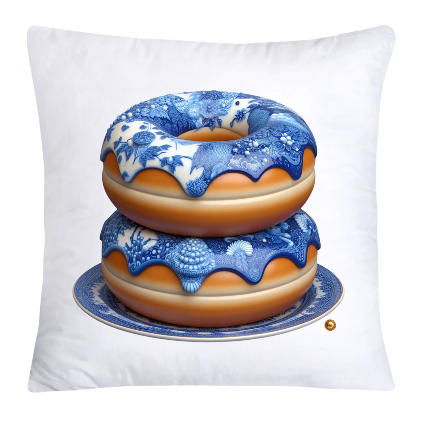 Blue Willow Whimsical Donut Throw Pillow Covers 18X18-4448
