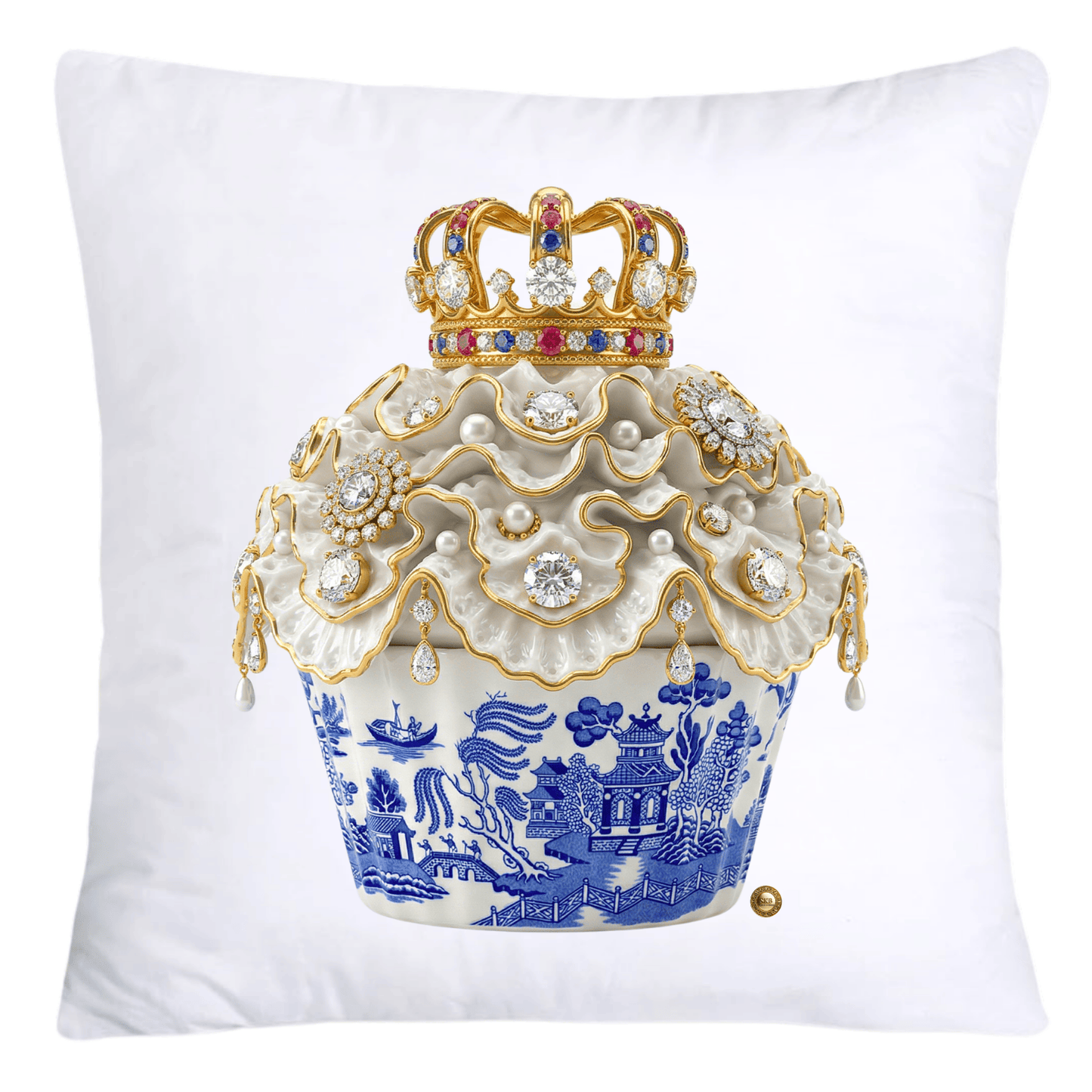 Blue Willow 18x18 Chinoiserie Cupcake Throw Pillow Covers-4548