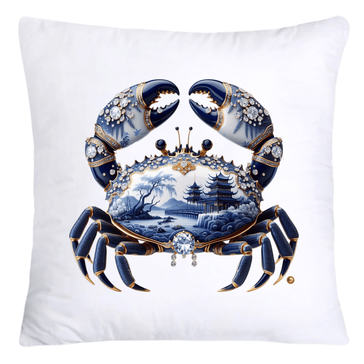 Blue Willow Stunning Crab Pillow Covers-5581