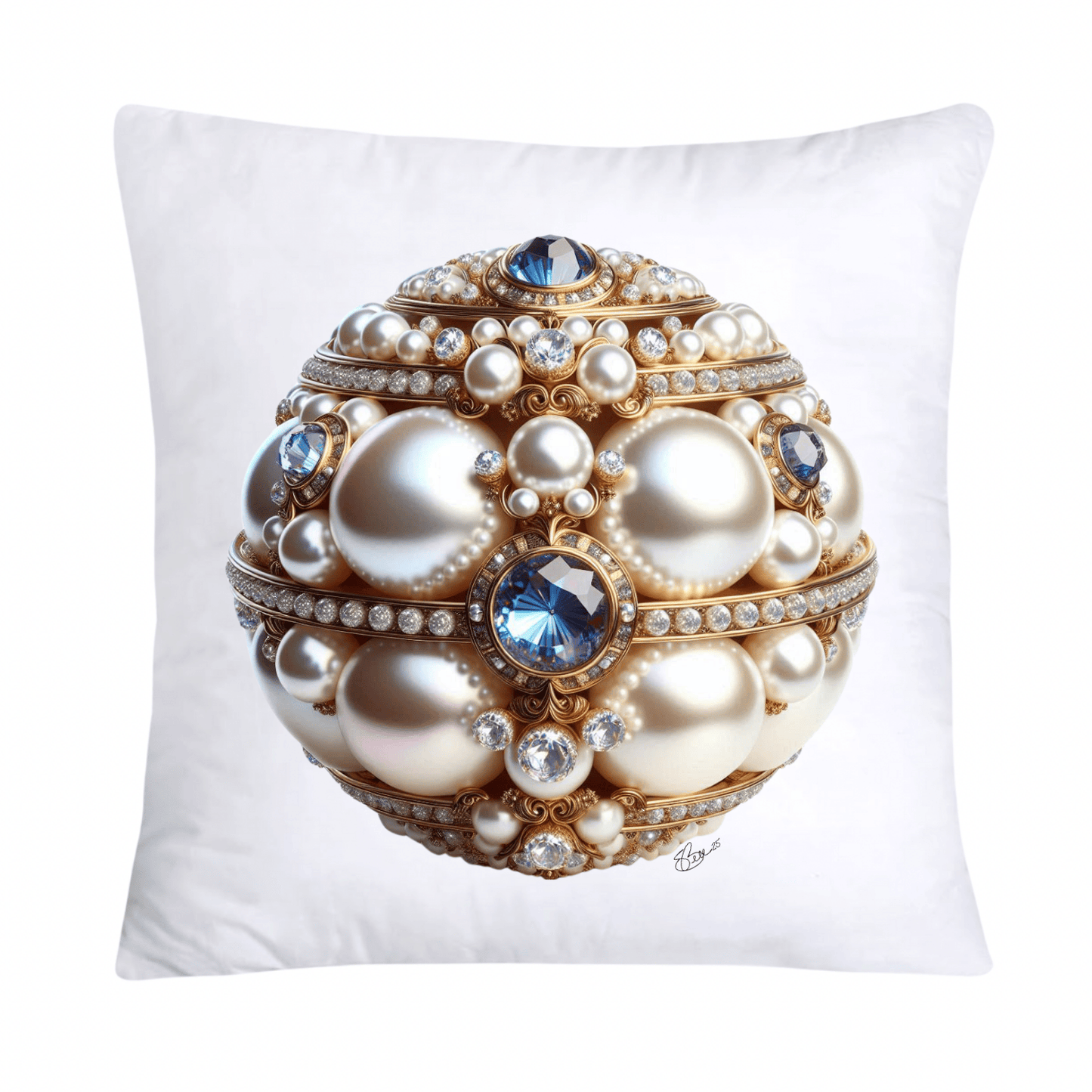 Beautiful Gold, Pearl and Diamond Orb/Ball 18x18 Pillow Covers-5718