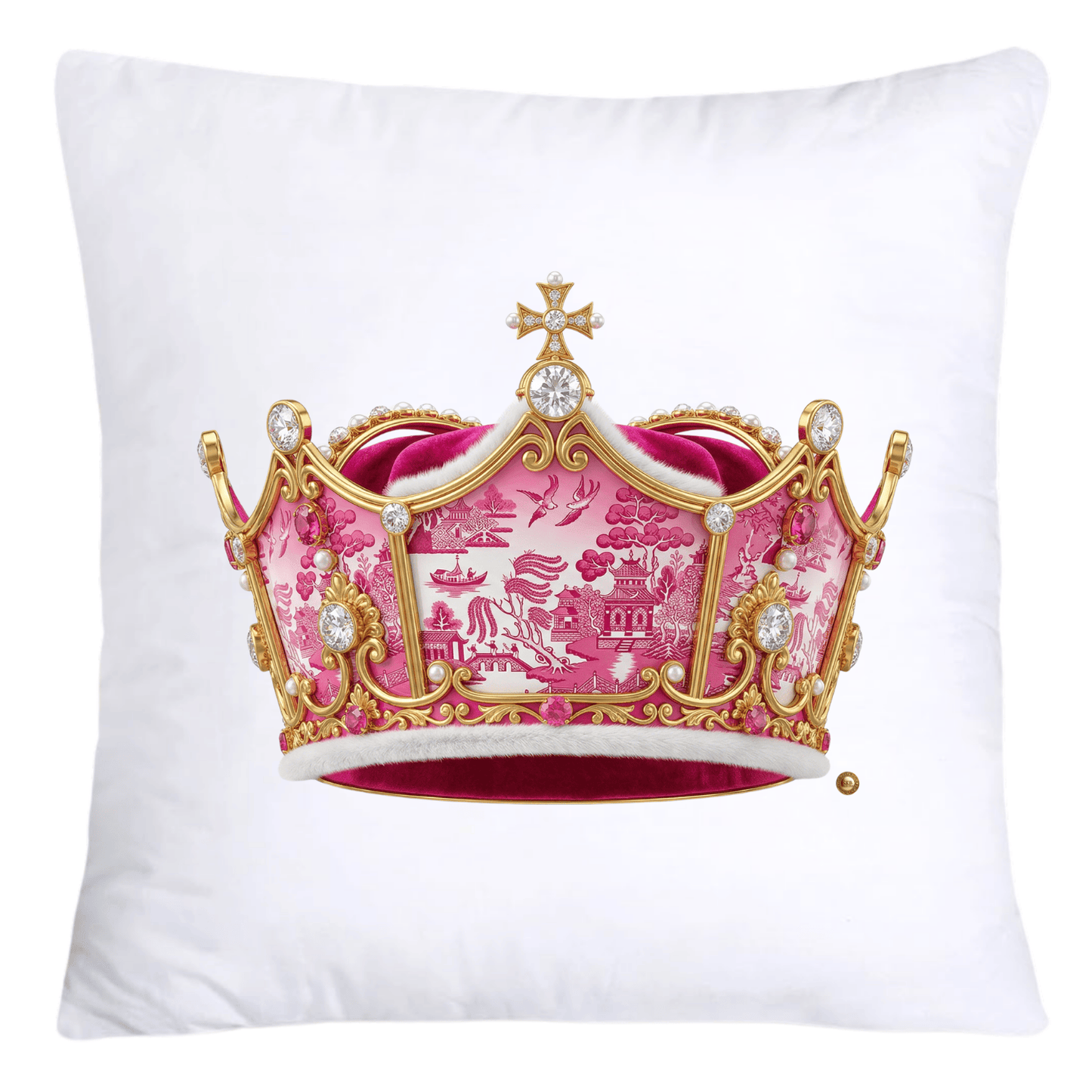 Pink Willow Royal King/Queen Crown Pillow Covers-4378