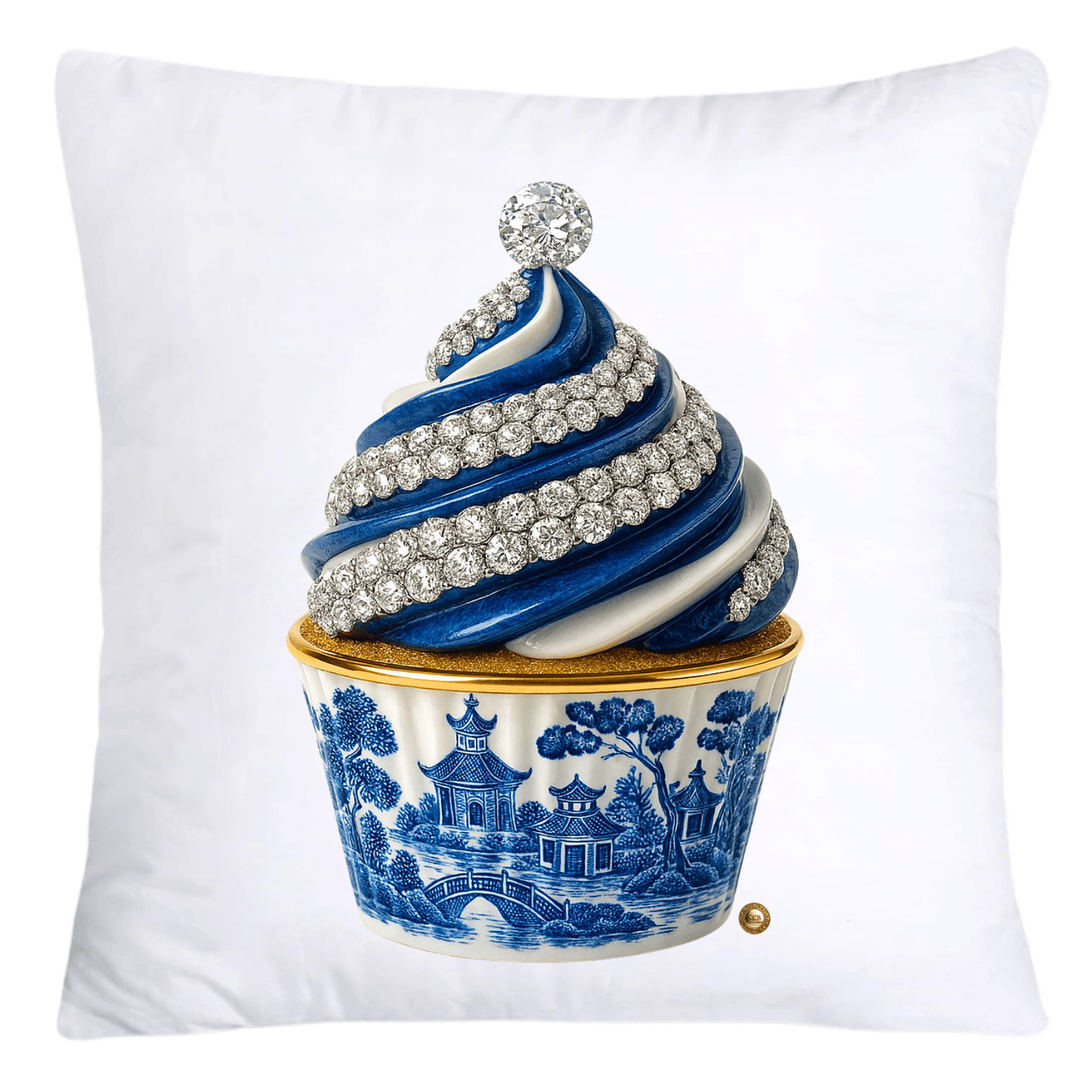 Blue Willow 18x18 Chinoiserie Cupcake Throw Pillow Covers-4541