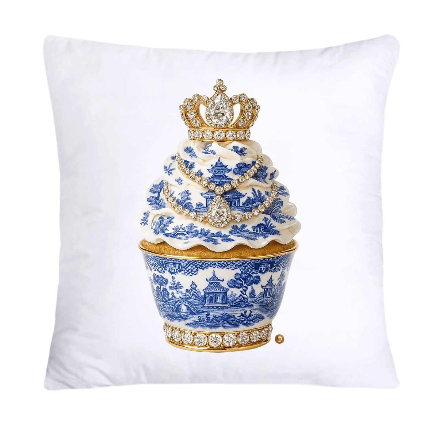 Blue Willow 18x18 Chinoiserie Cupcake Throw Pillow Covers-4510
