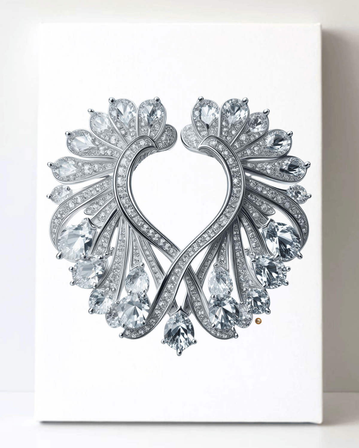 Dazzling Silver Diamond Brooch/Pin Canvas Wall Art 8.5x11.5-5656