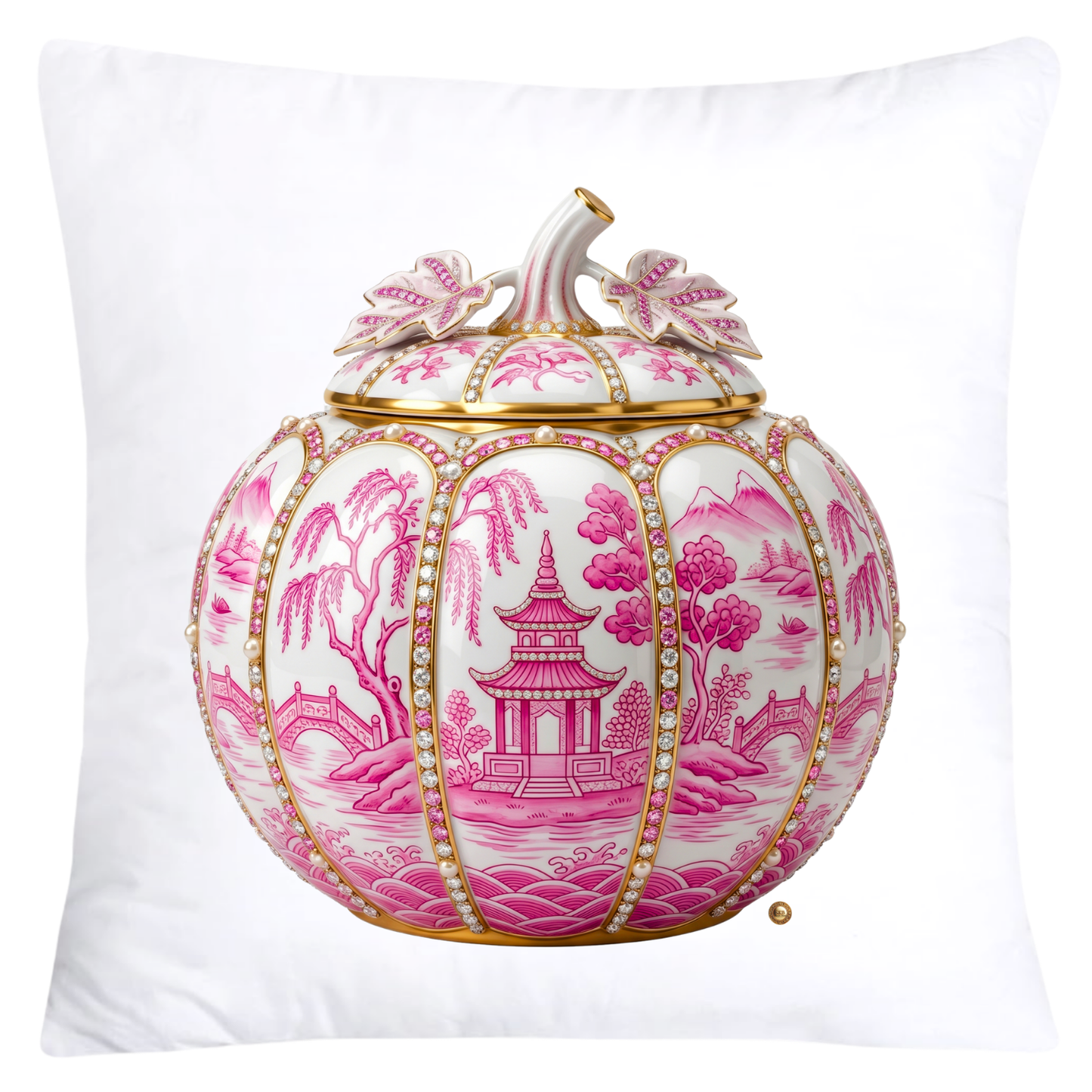 Pink Willow and Sparkling Diamonds-Ginger Jar Pillow Covers-6076