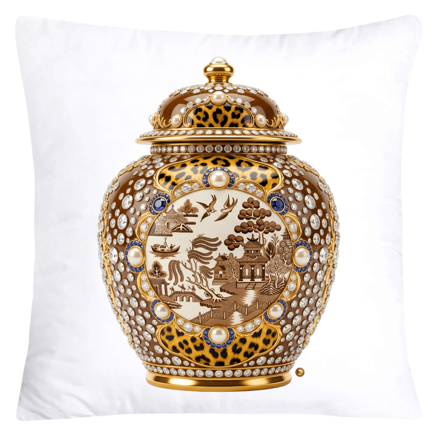 Brown Willow and Leopard Print Pumpkin Ginger Jar Pillow Covers-6046