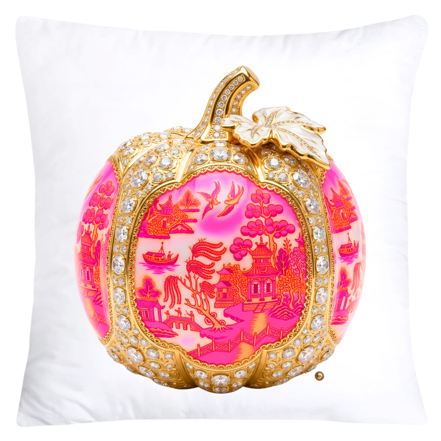 Neon Orange and Hot Pink Willow Pumpkin Throw Pillow Covers-6017